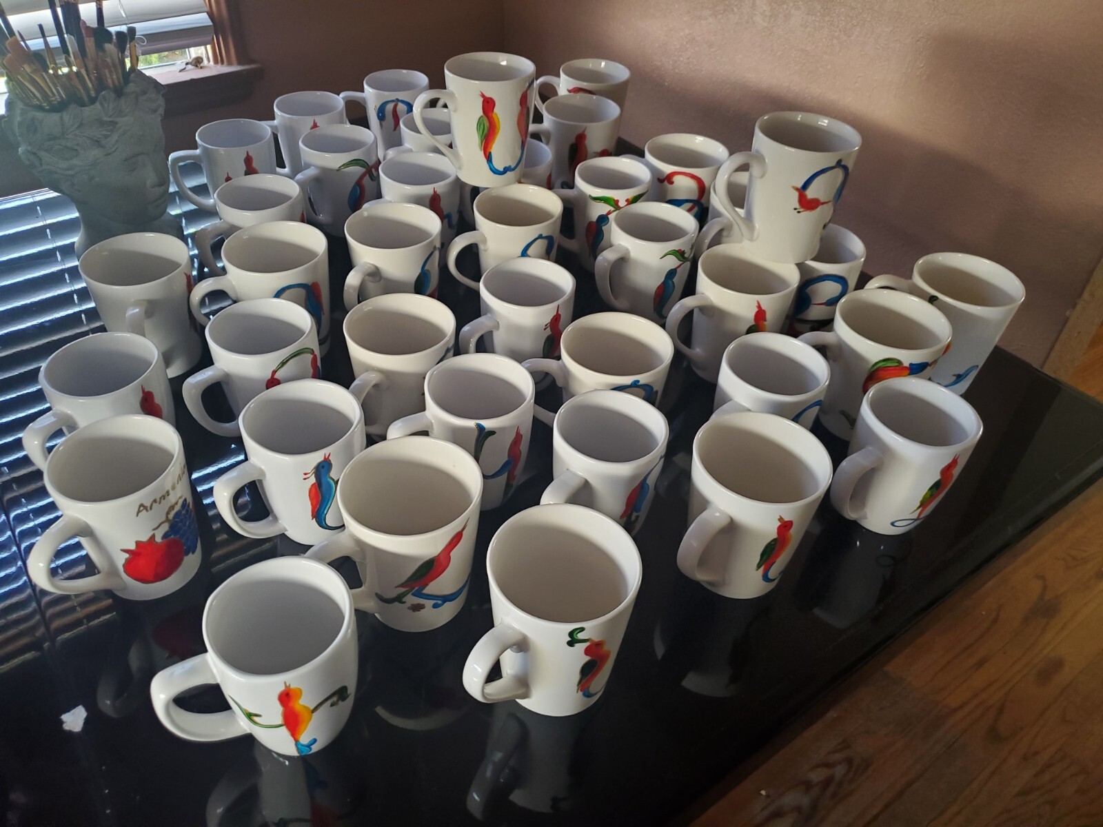 Hand painted Armenian Letters on Ceramic Mugs