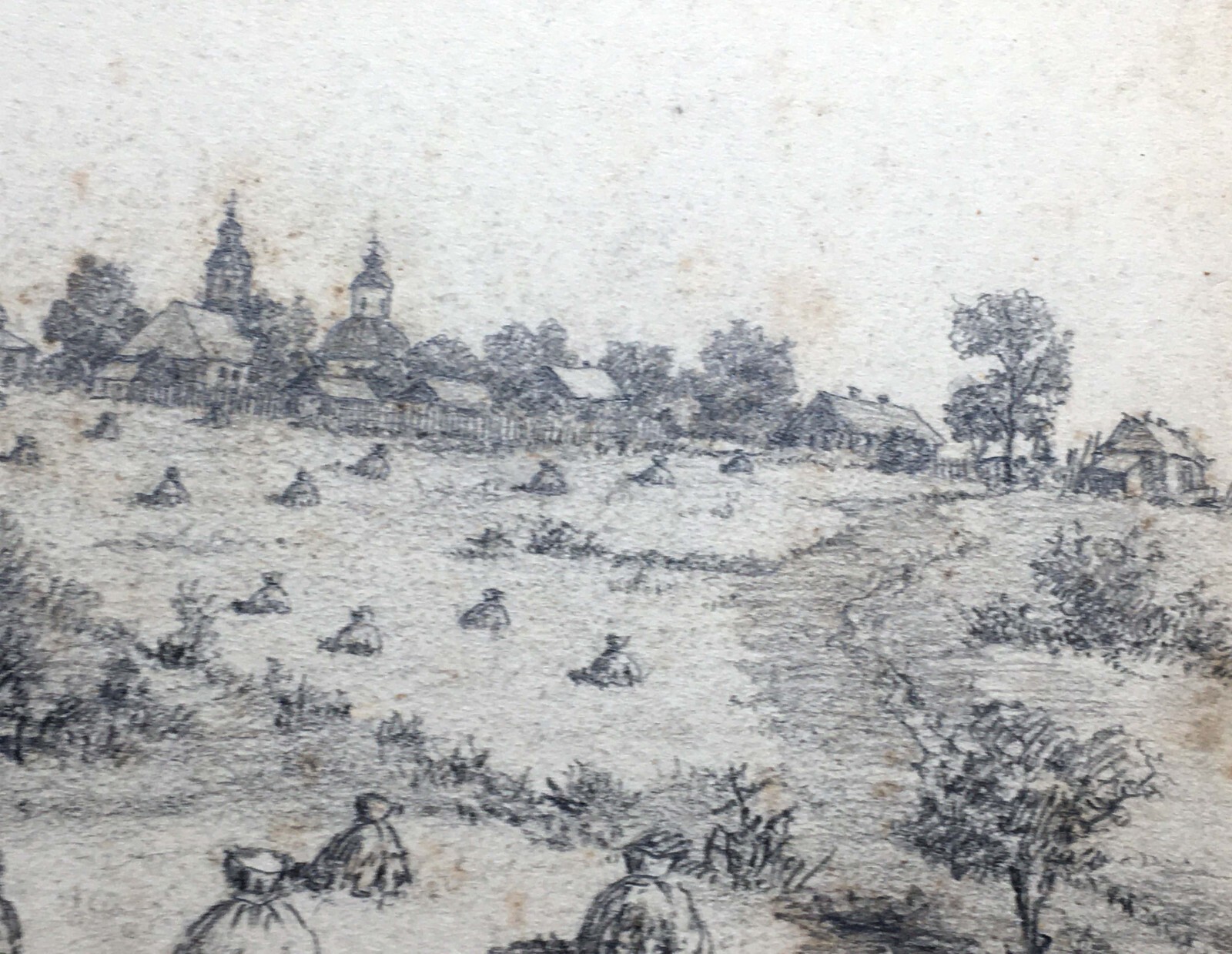 Pencil Painting Unframed The Village of Synkov Lednev D Original Painting n822