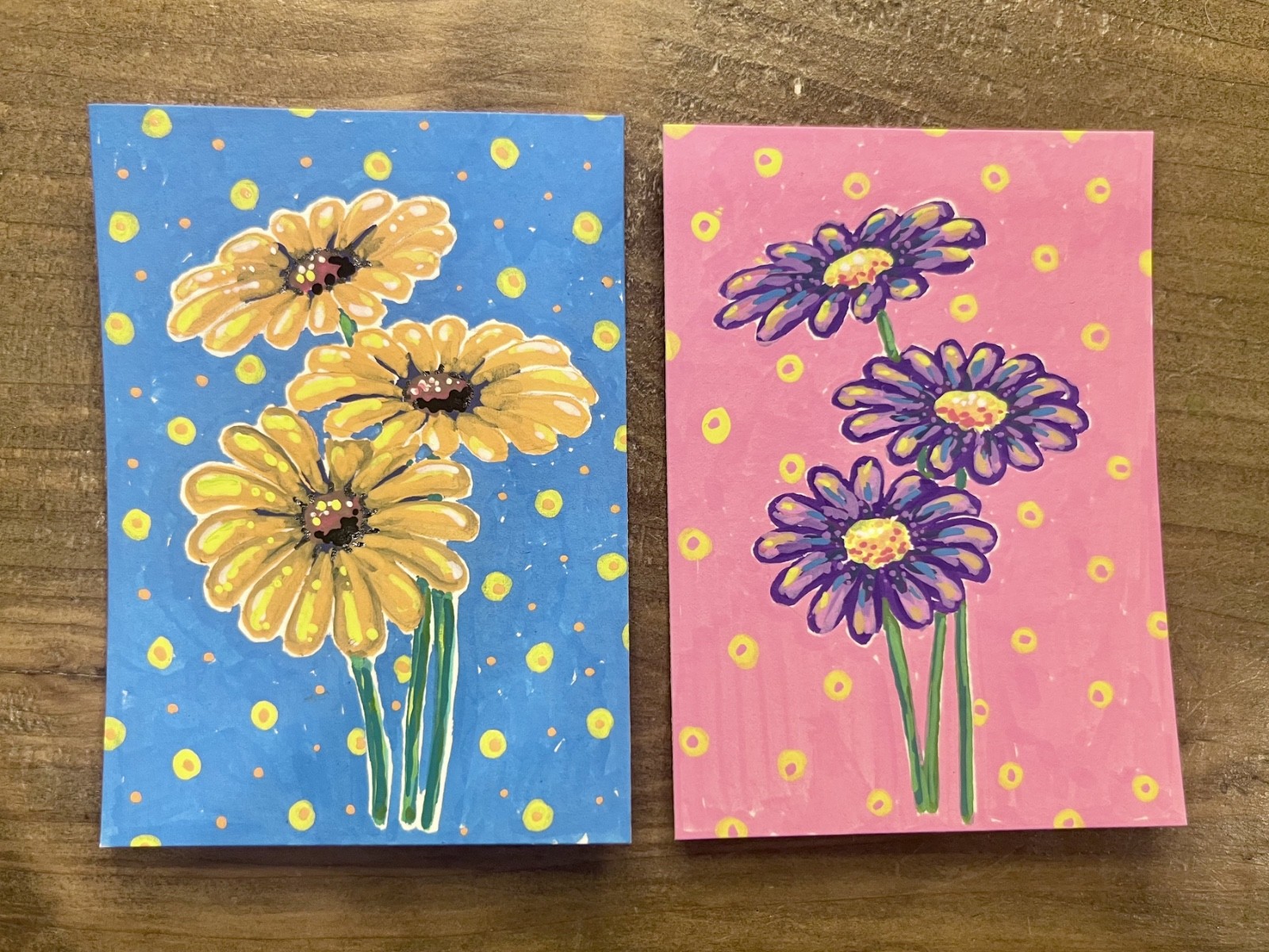 ACEO Original Acrylic Painting «Purple Wild Flowers» by Tara J. Hannon