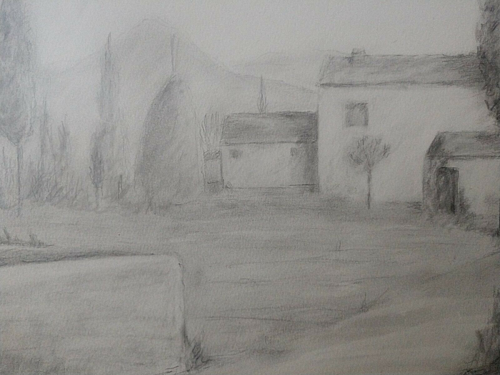 2 Works -Tuscany – Dino Migliorini Oil on Hardboard / Pencil on Paper – Unsigned