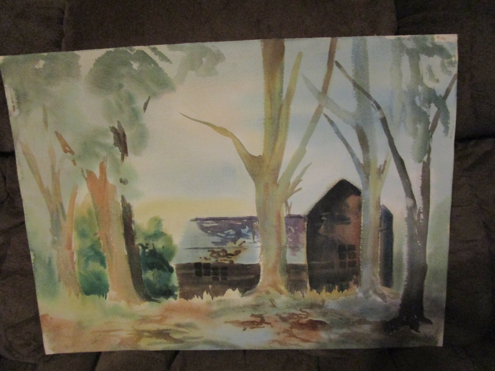 Original Watercolor By Peg Humphreys, The Barn 30″x 22″