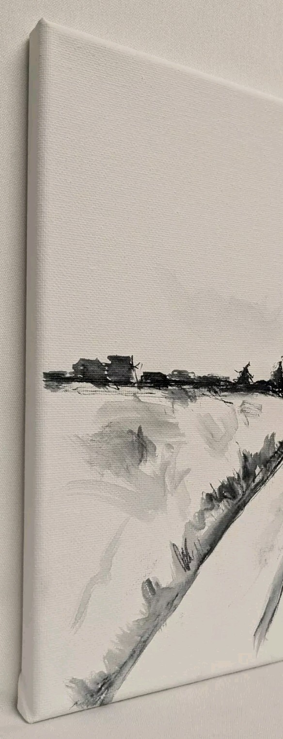 Original Abstract Minimal Ink Landscape Painting By K.A.Davis » Lonely Road «