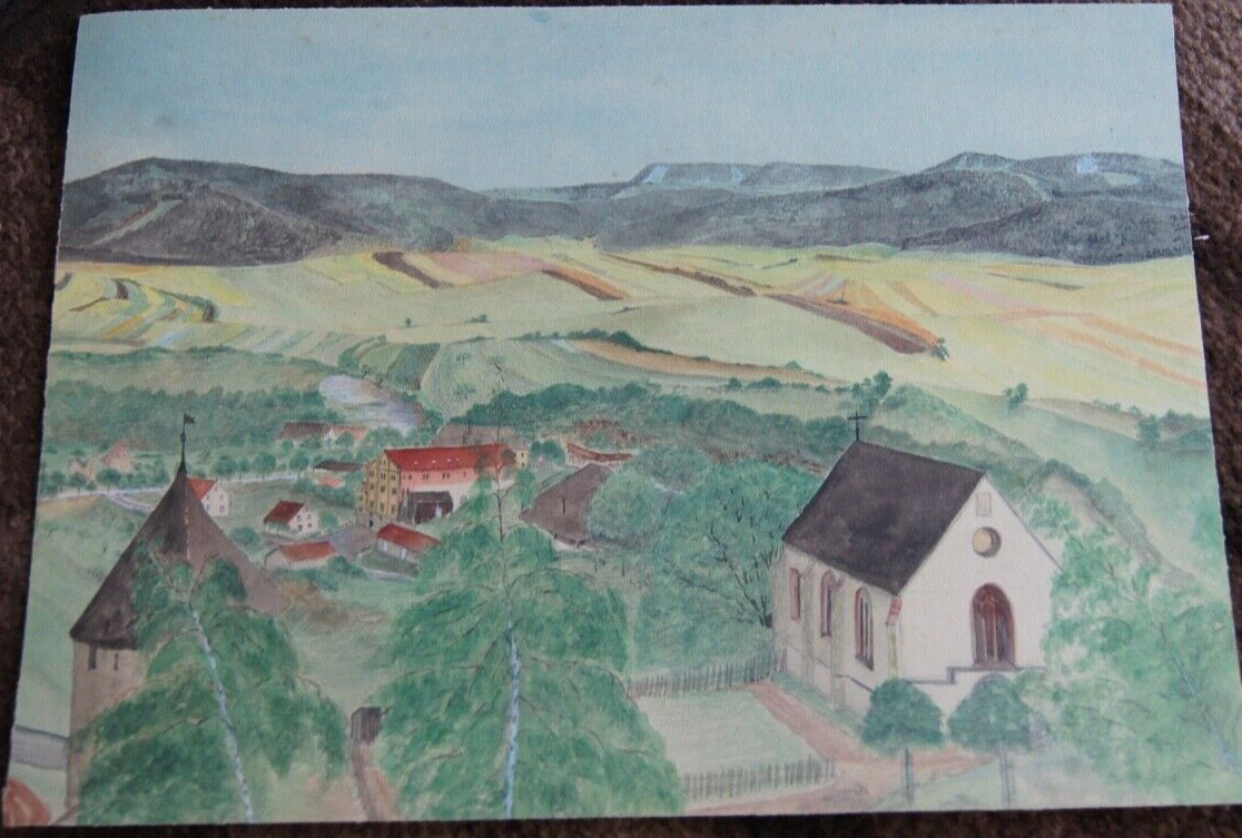 Watercolour/Mixing Technique View From City With Church IN Valley Before