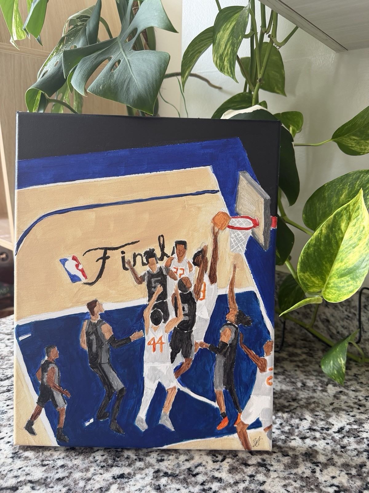 Knicks in «Game 4» Signed Original Painting on Canvas (11×14) – New York Knicks
