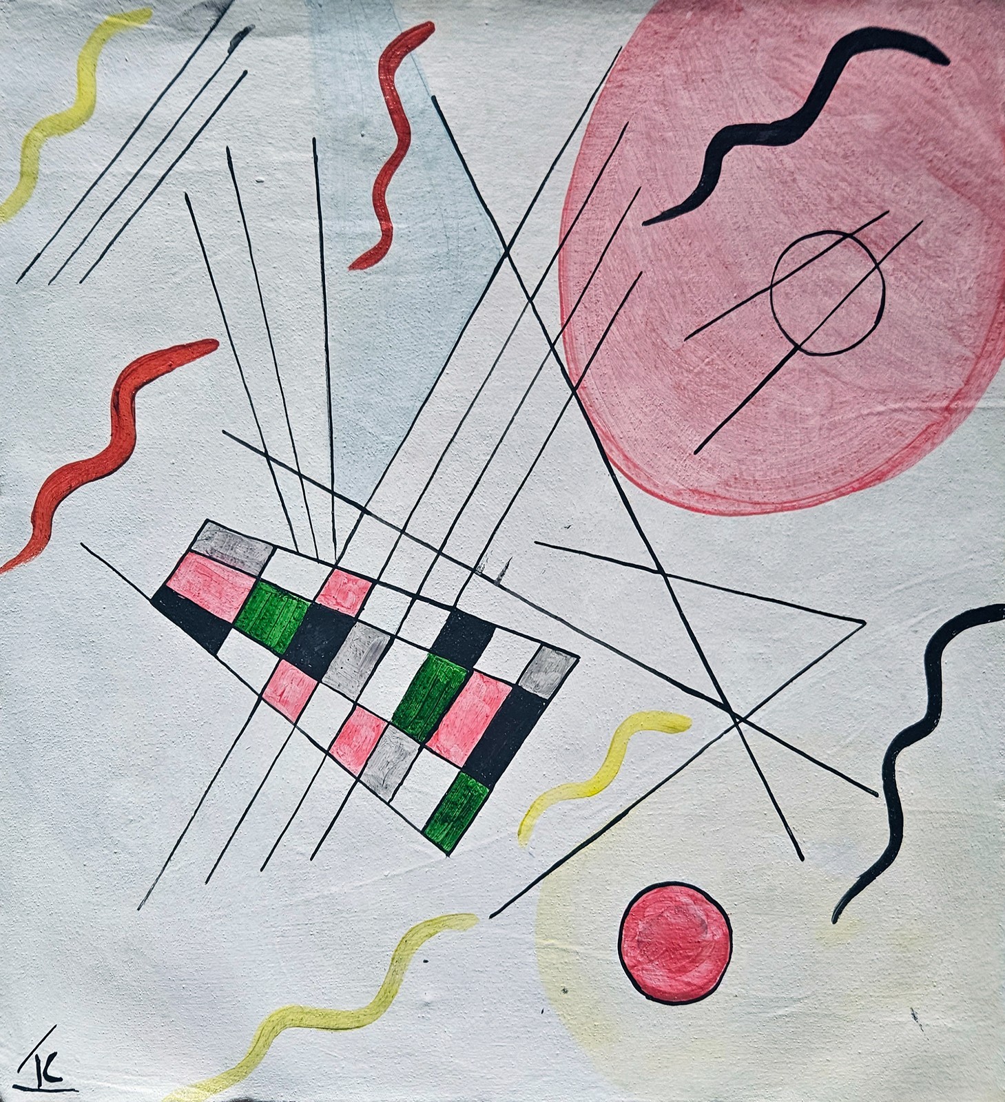 Vasili Kandinsky Signed Abstract Oil Painting | Vintage Bauhaus Modern Art