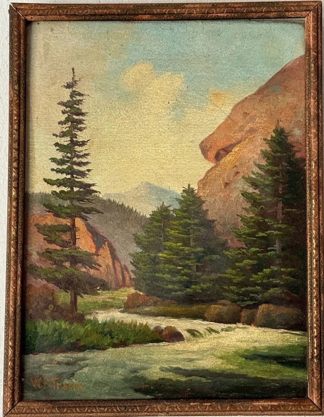 WILLIAM TRACHT OLD 19TH C ANTIQUE CALIFORNIA PLEIN AIR LANDSCAPE OIL PAINTING