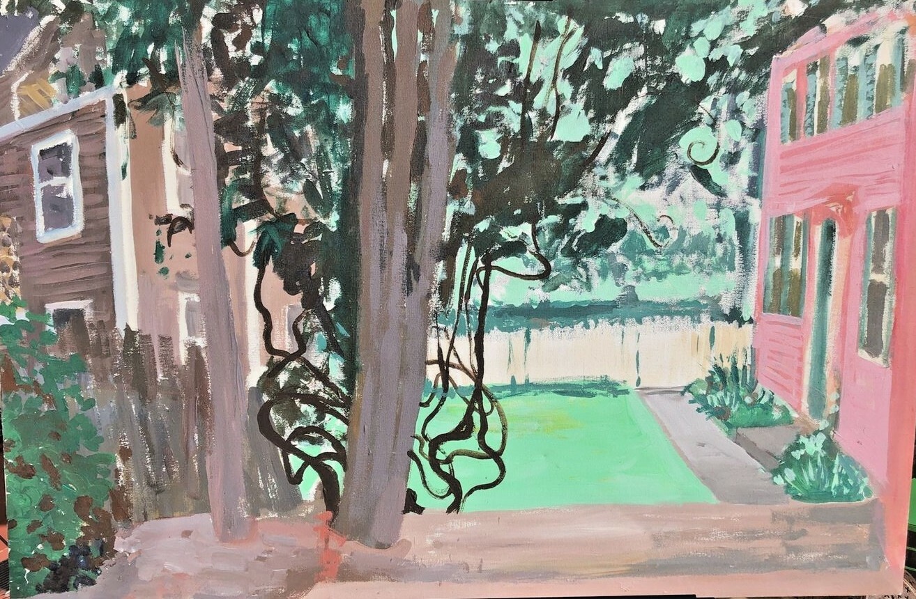Vintage Original Oil Painting Salem Massachusetts Ma House Garden Impressionist