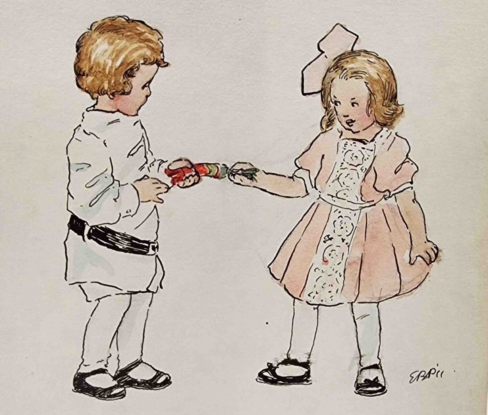 Early Original Edith Ballinger Price Watercolor Painting Illustration Art 1911