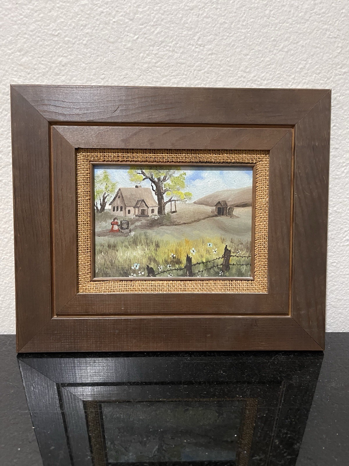 VINTAGE oil painting on board featuring a Scandinavian landscape scene.
