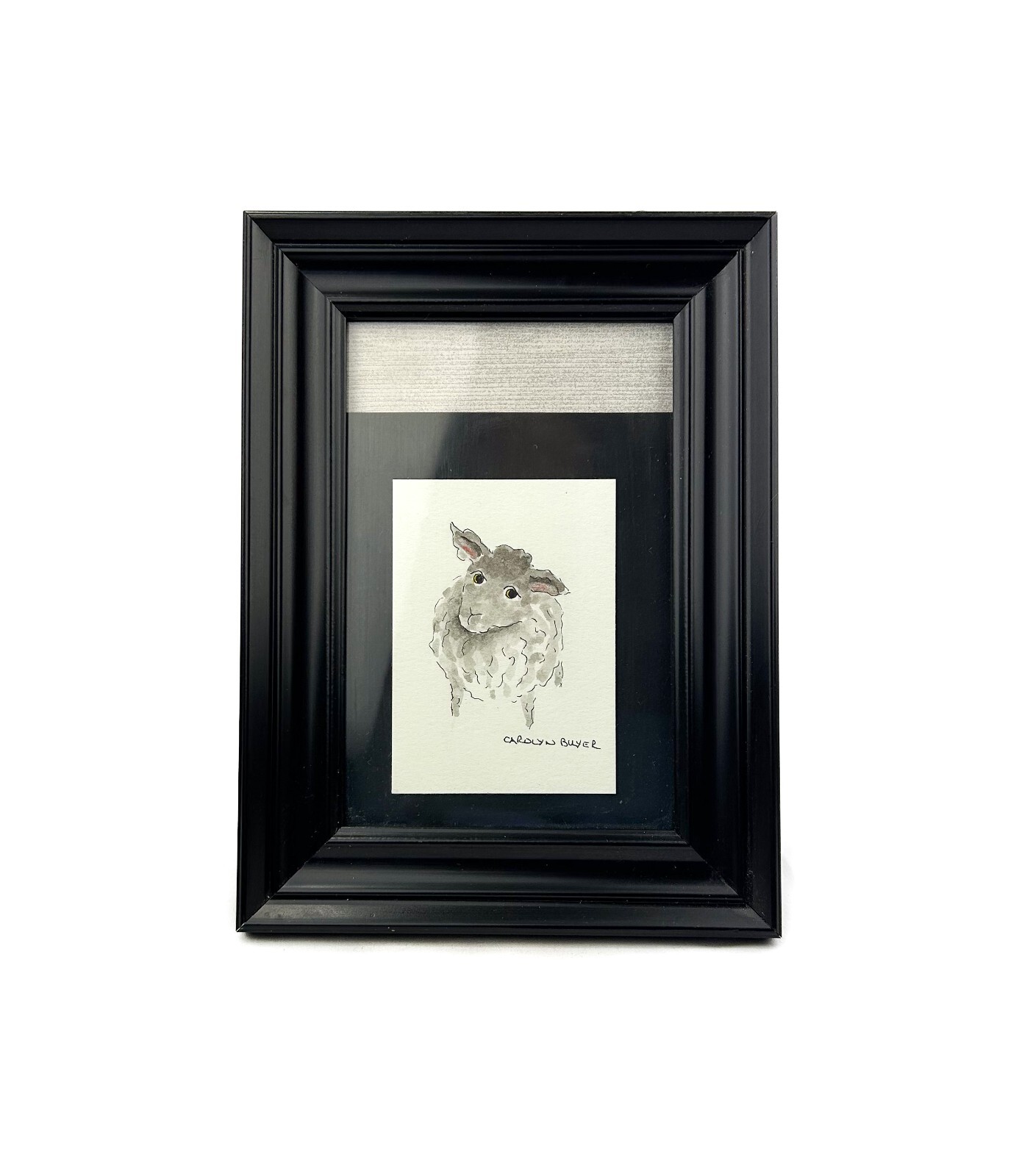 Cute Inquisitive Gray/White Sheep Original Painting Signed by Carolyn Buyer