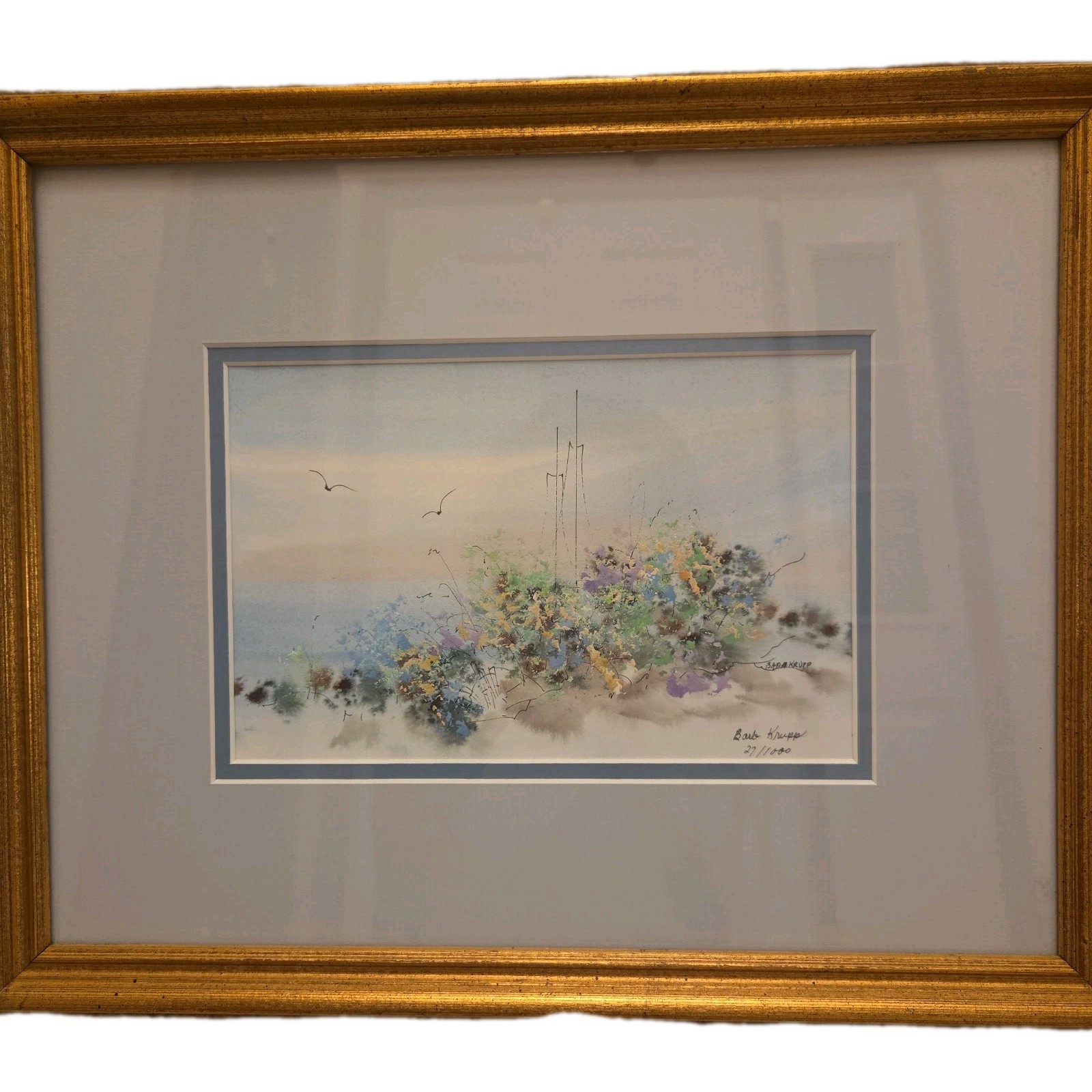 Barb Krupp Signed Limited Edition Framed Print 27/1000 Watercolor Floral Landsca