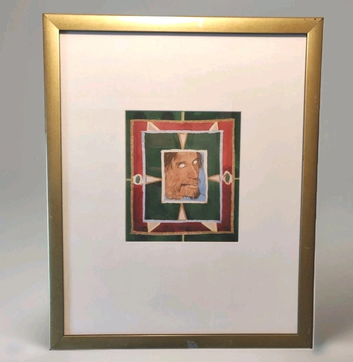 Original 1984 Expressionistic Abstract Portraiture Water Color Painting
