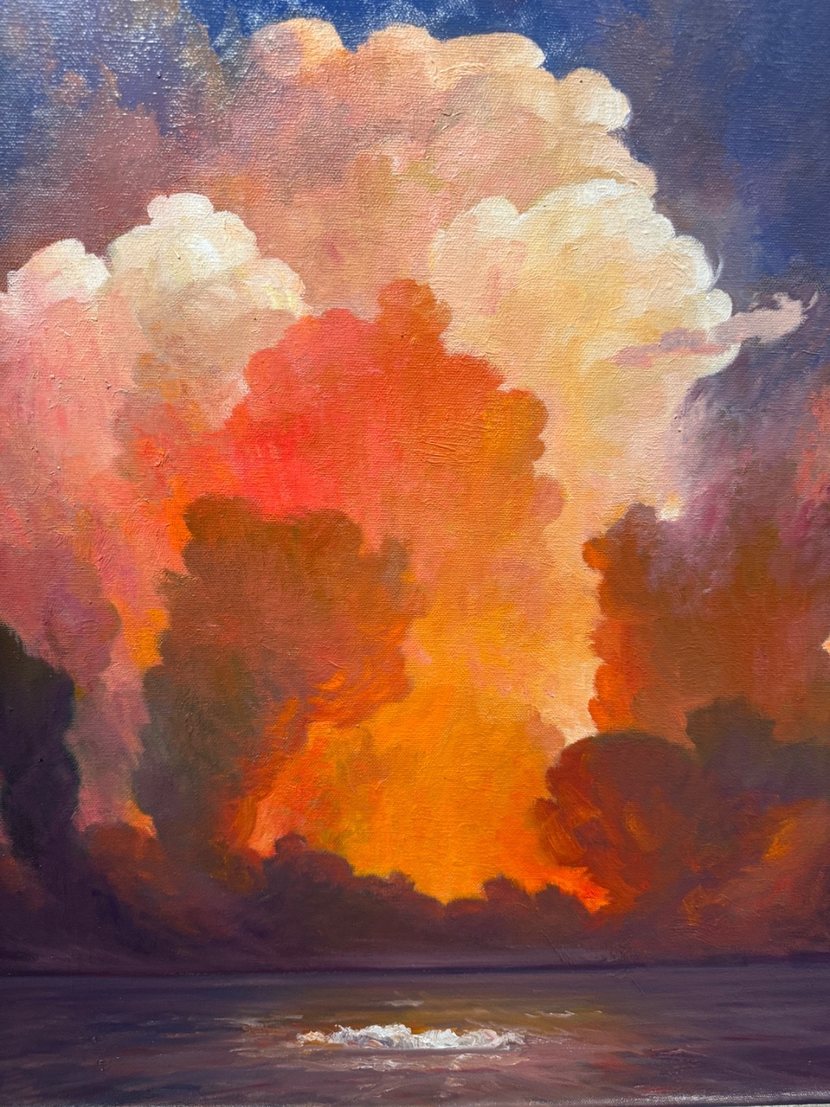 «Fire and Water» Sunset oil on canvas 2026 Framed YASAMI 32″ x 28″
