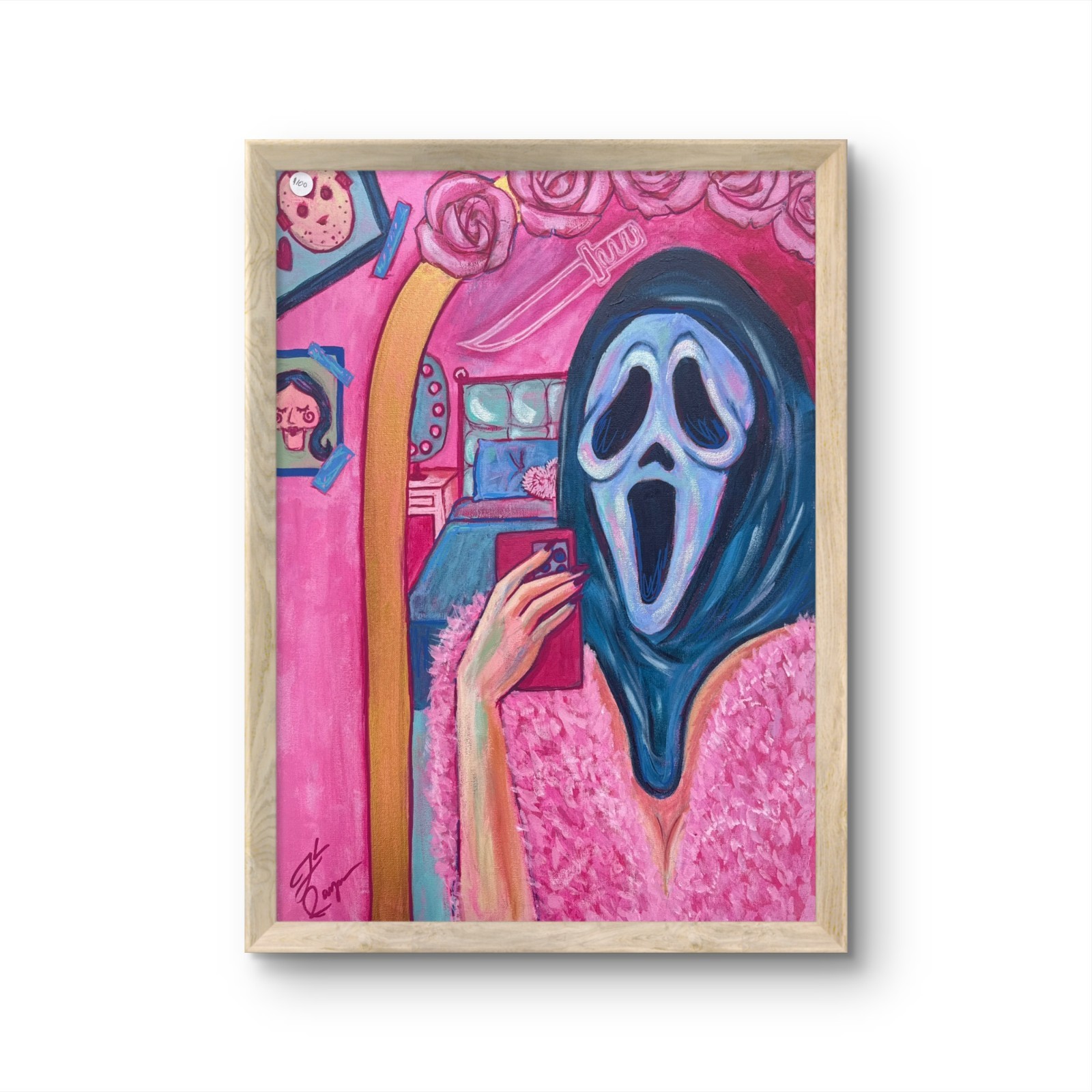 @FearlessPaints Halloween Ghostface Scream Girl 18×24 Canvas Original Painting