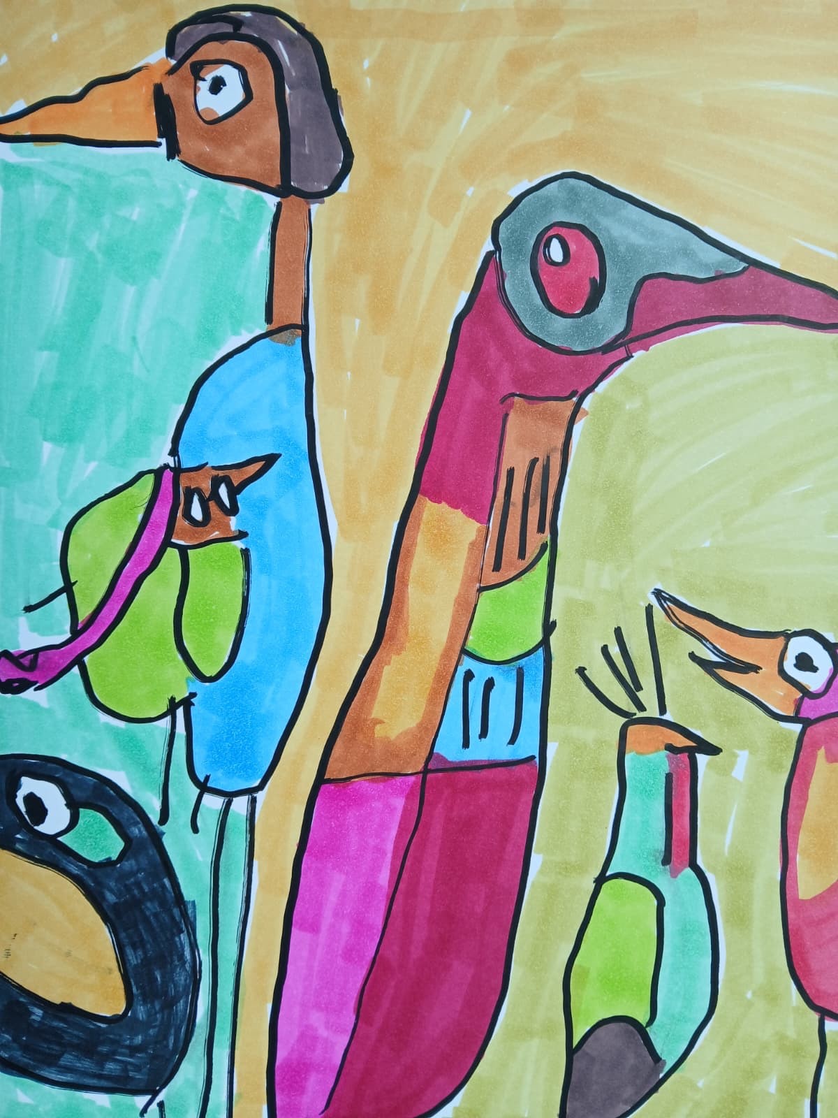Abstract/Impressionism 9×12″ Bird Cage colorful Handmade Street Art Painting