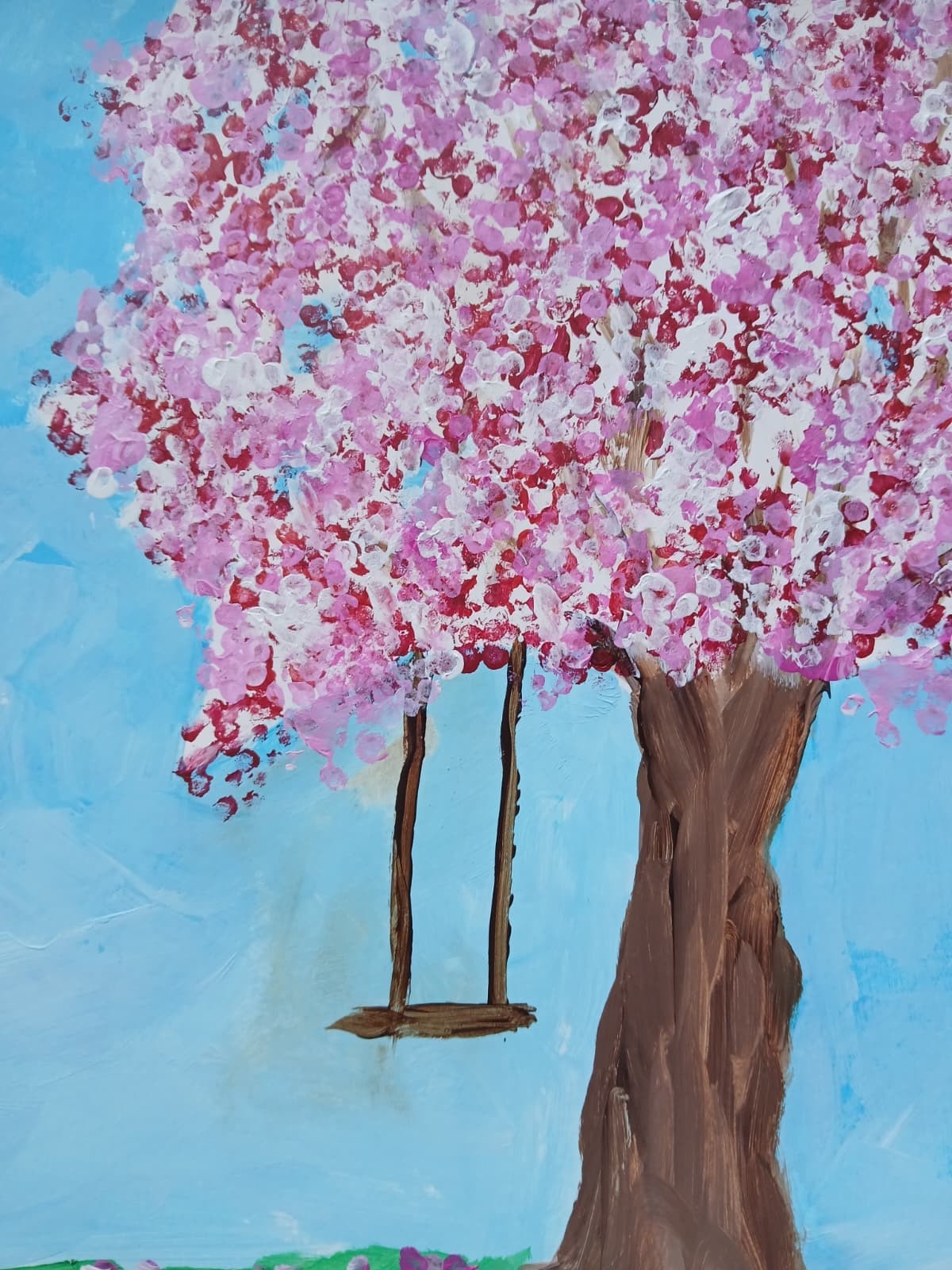 Abstract/Impressionism 9 x 12 Cherry TreeHandmade Colorful Art Painting