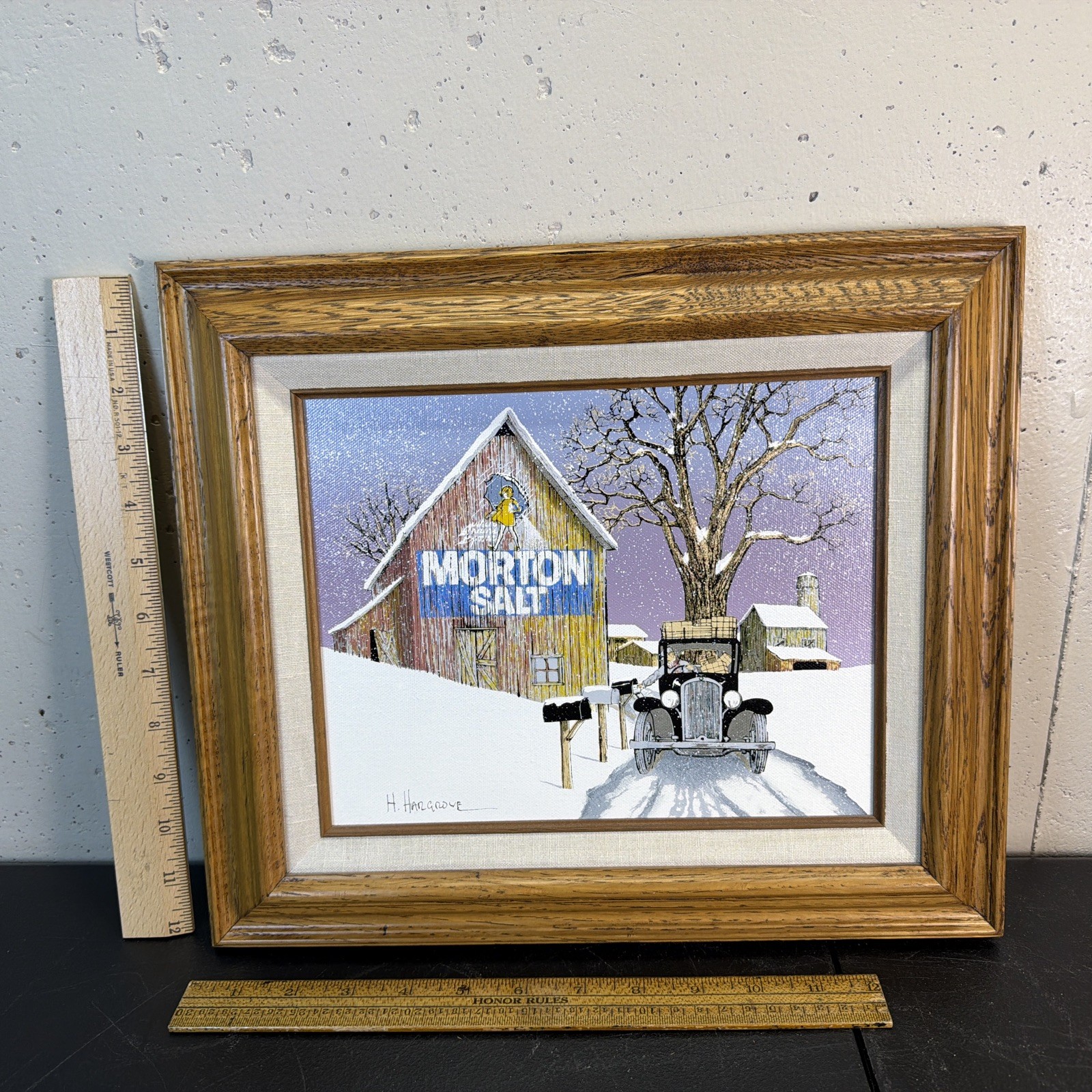 H. Hargrove Original Oil Serigraph Painting 12”x 14”Morton Salt Certifiedp