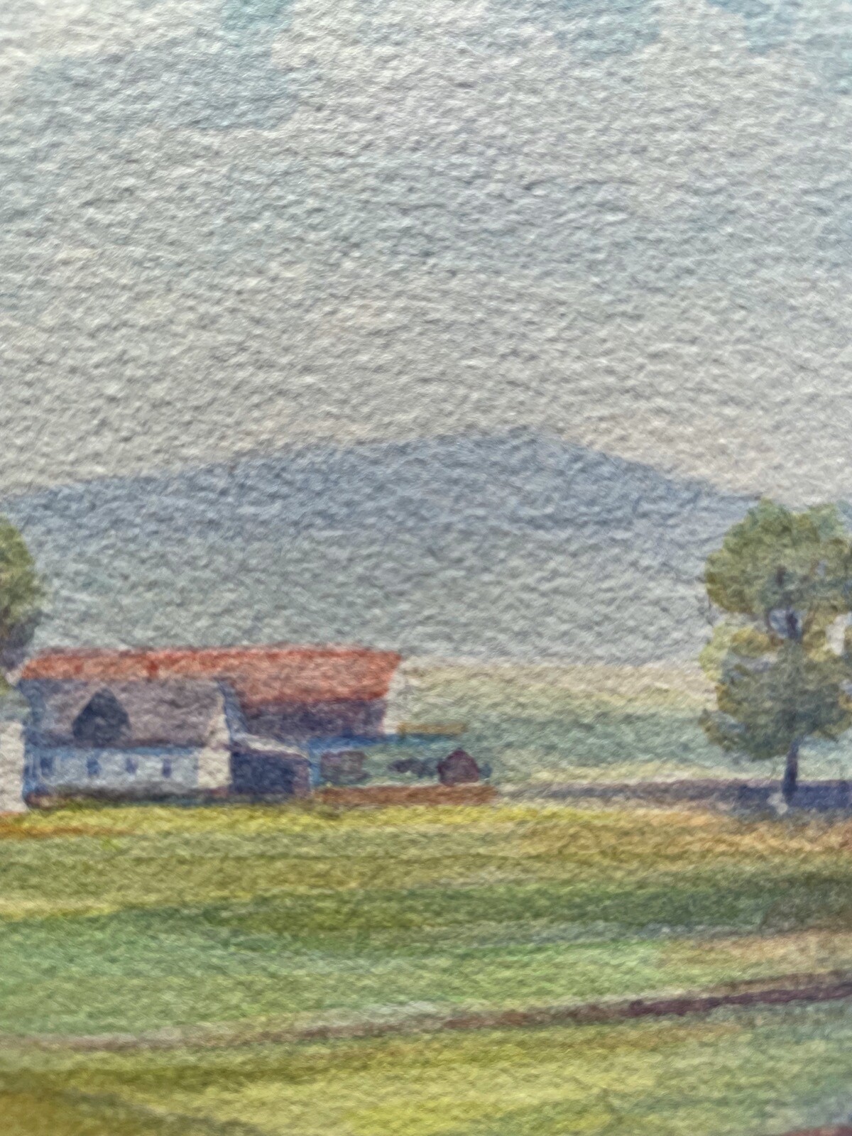 DEUTSCHER MALER SOMMERLANDSCHAFT MIT KLEINEM DORF AQUARELL KRAUSE 1982