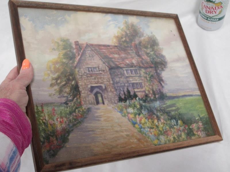 Signed Original Lionel Salmon Watercolor Homestead Painting 1936