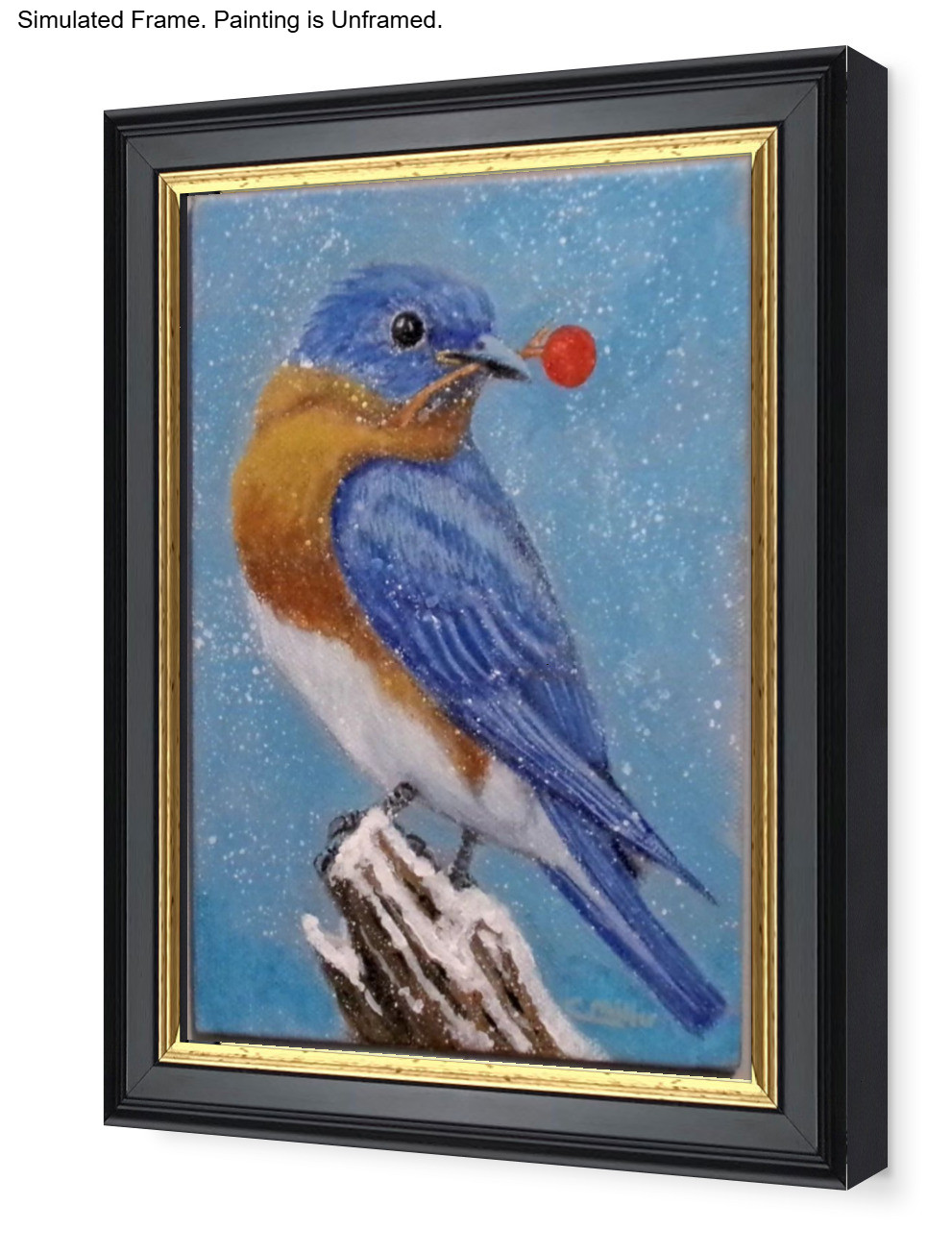 Bluebird Original Bird Painting 5×7 Winter Animal Wildlife Modern Wall Art