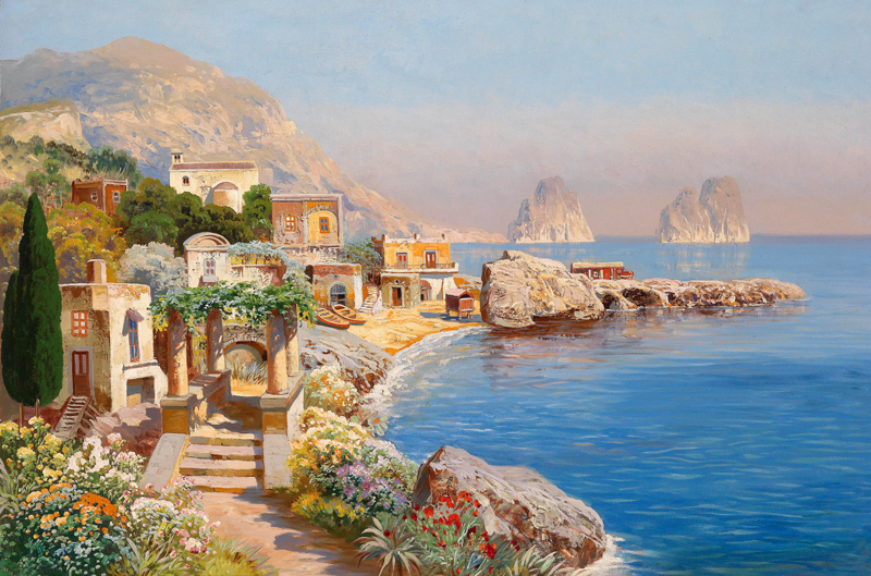 View of Faraglioni cliffs outside Capri oil painting Printed on canvas L878