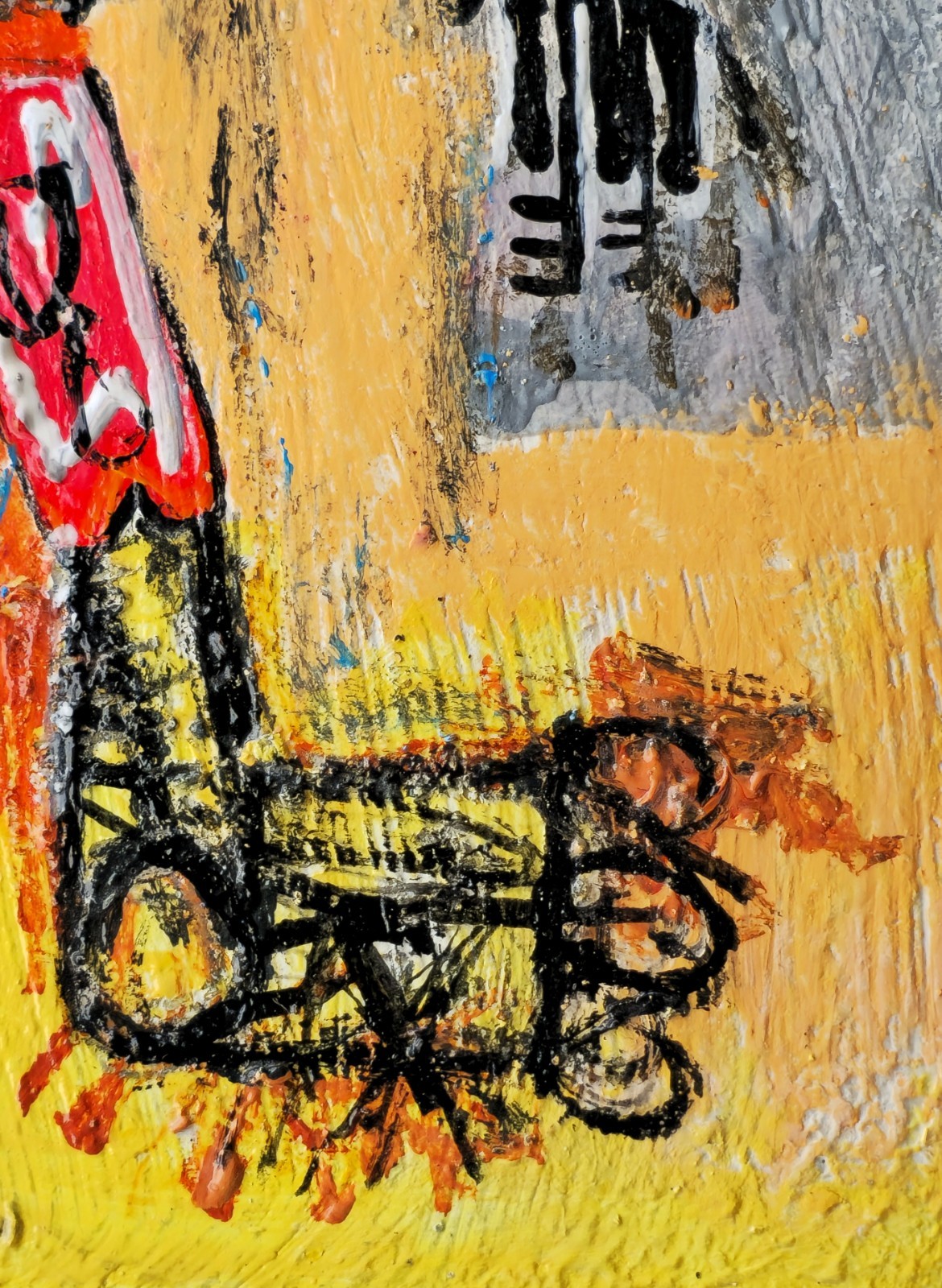 Jean Michel Basquiat Painting On Original Cardboard Hand Signed No Haring