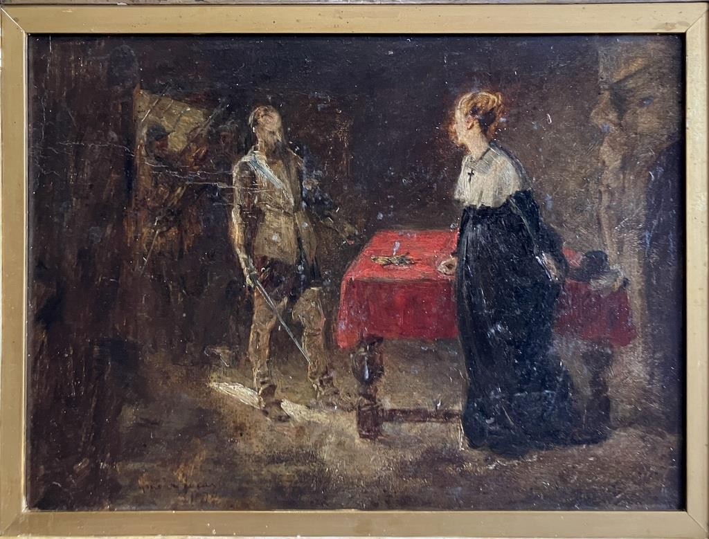 ANTIQUE OIL PAINTING John Seymour LUCAS (1849-1923) The Confrontation To $36,500