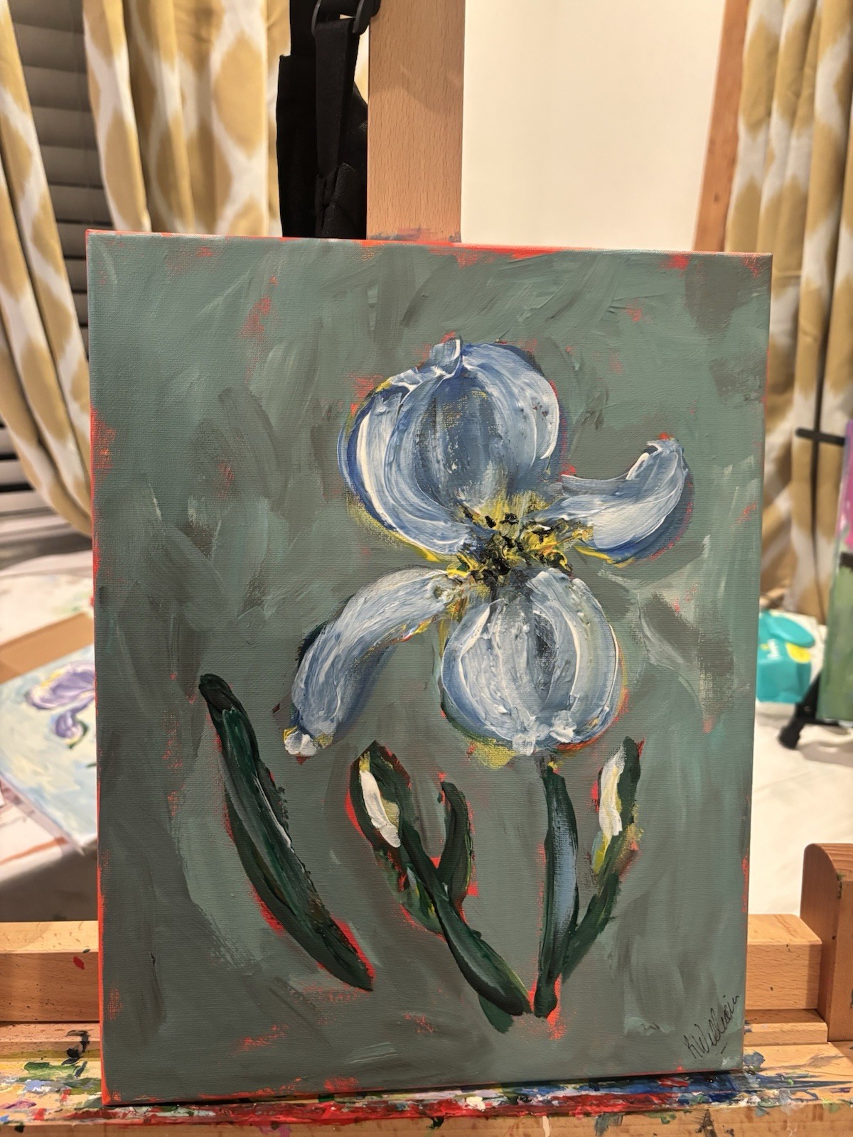 Original Art Signed 11×14 Expressionism Painting Flowers Unframed Art
