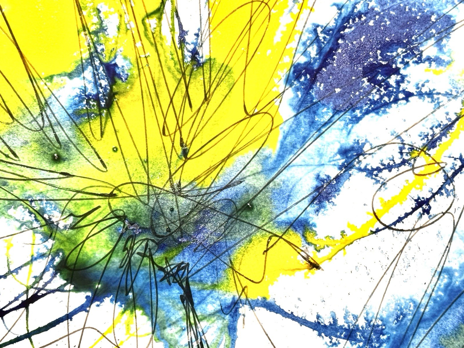 Original Abstract Expressionism 9X12 Flower Paper Modern Handmade Signed 15
