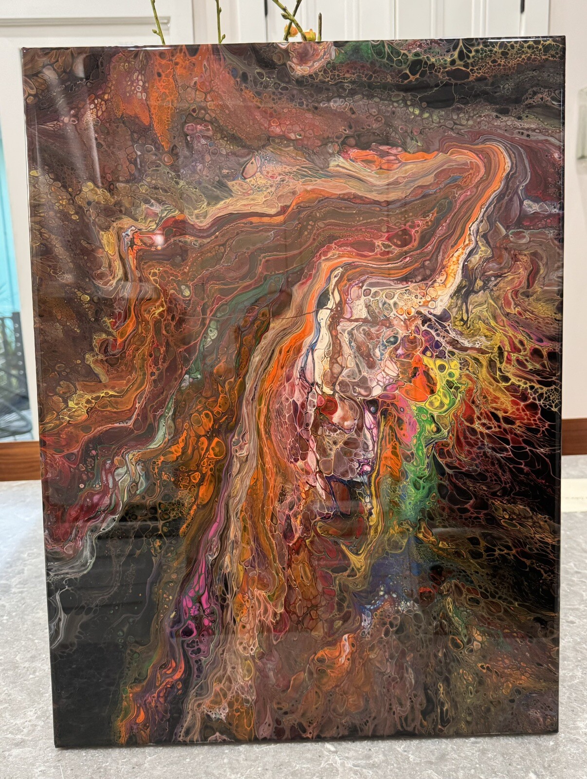 Signed Tom Harding 18 X 24 Abstract Acrylic Pour Art / Fluid Art On Canvas