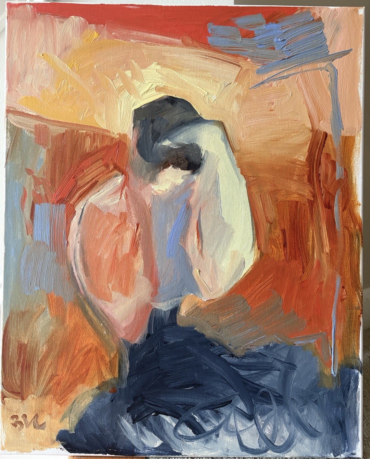 Cubism Woman Figure In Interior Painting On Canvas 16”x20” Original Signed Art