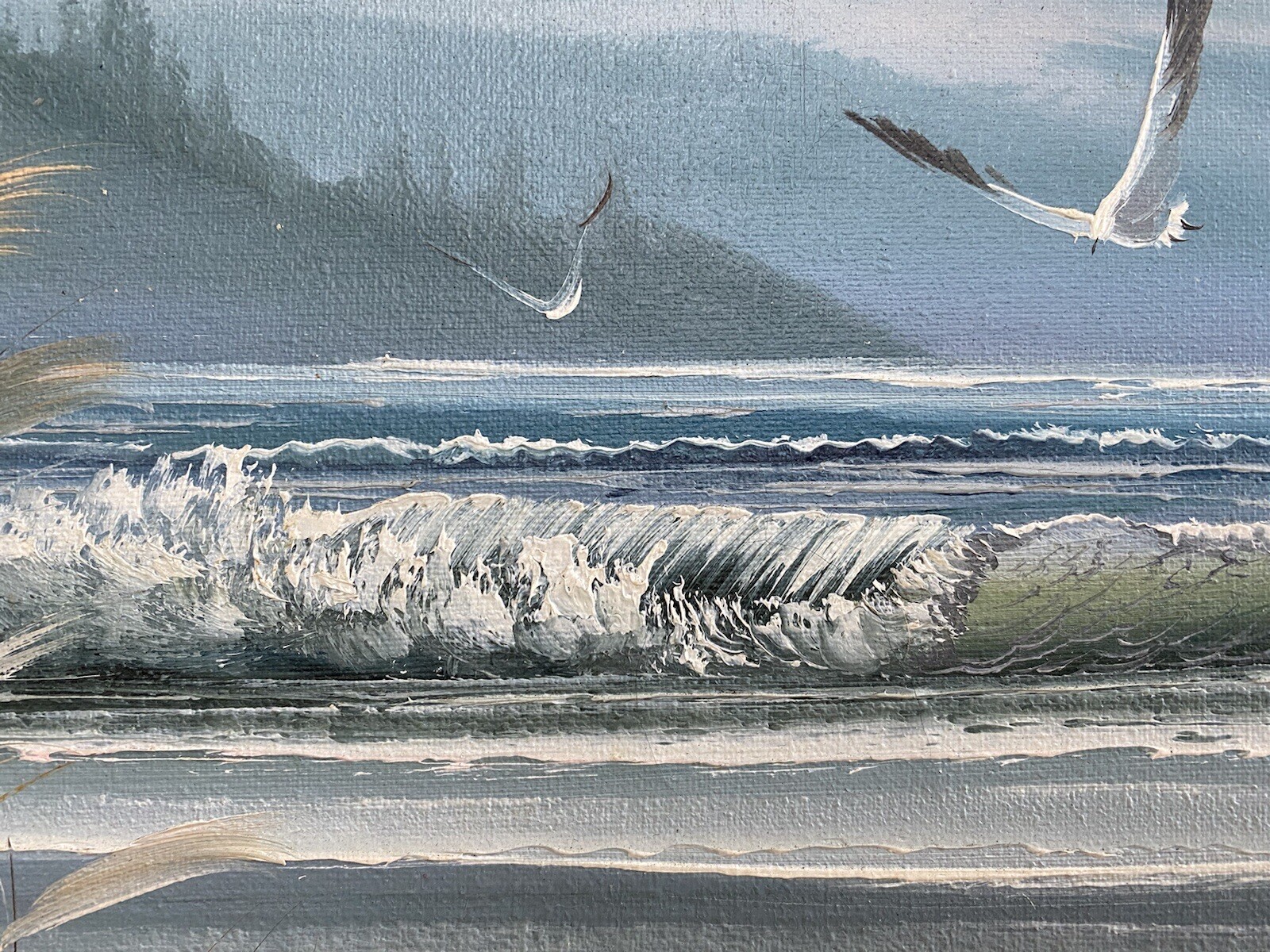 David Forbes Original Beach Scene Large Framed Canvas Oil Painting