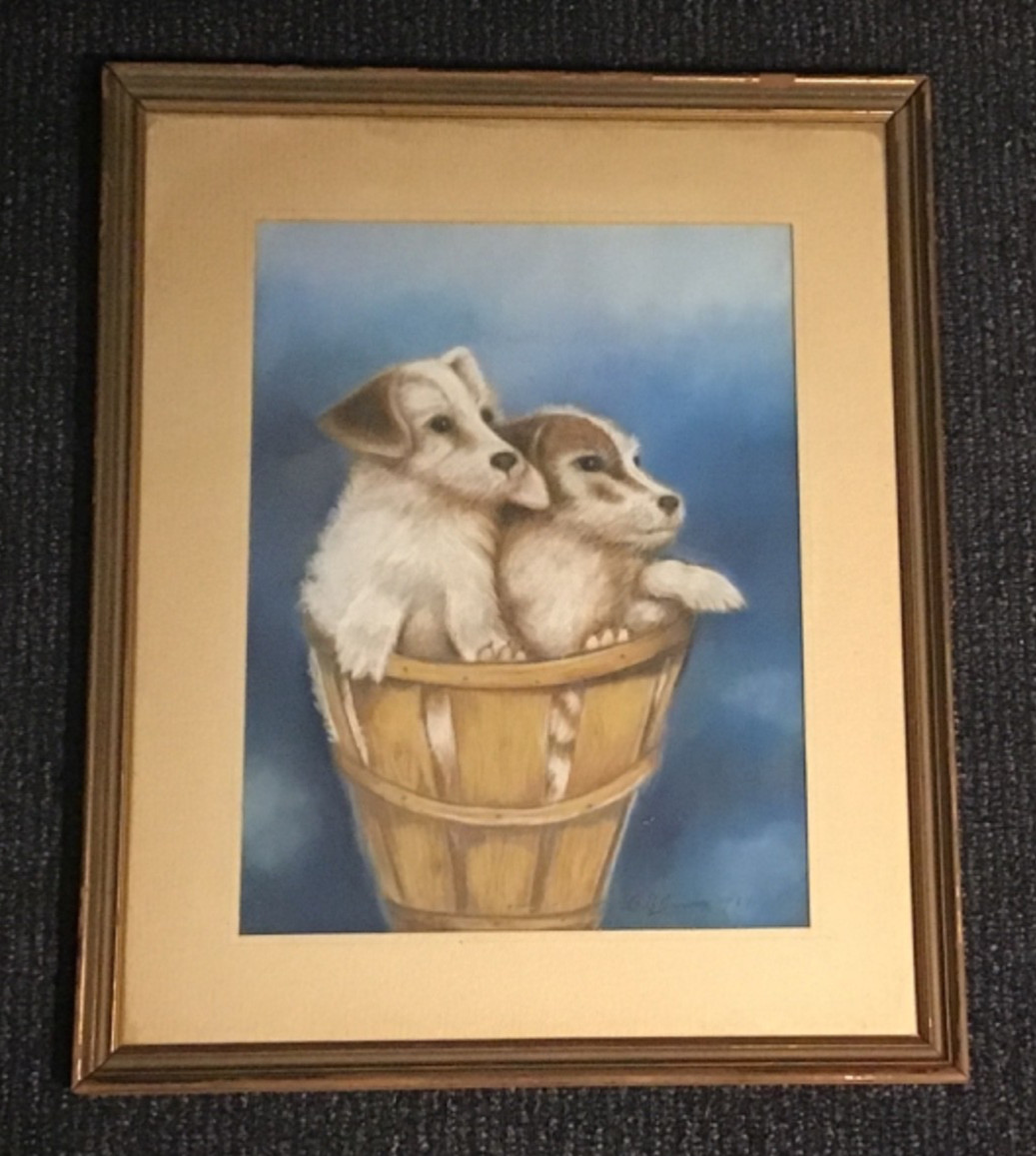 OOAK Jack Russell Terrier Pup Dogs Painting Original Pastel Art~G.B.Jarvis $1937
