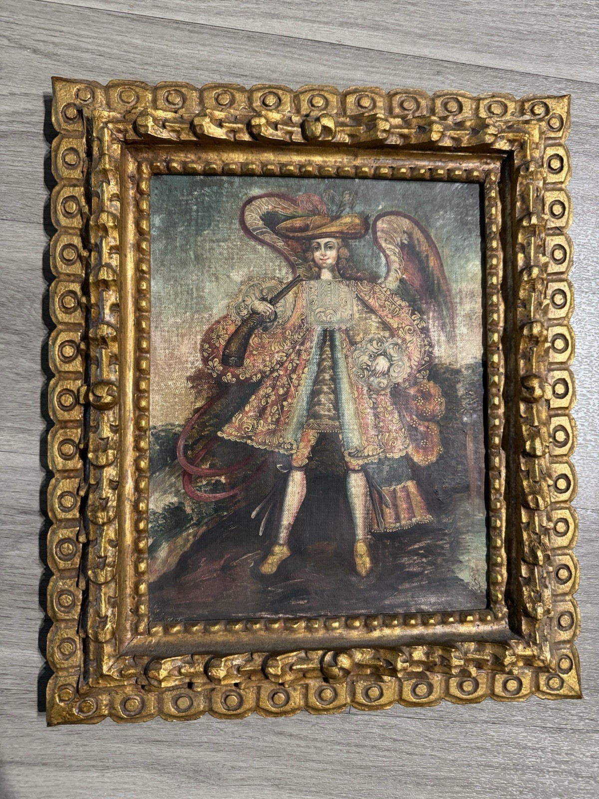‘Angel Arcabucero’ from the Cuzco School 18”x16”