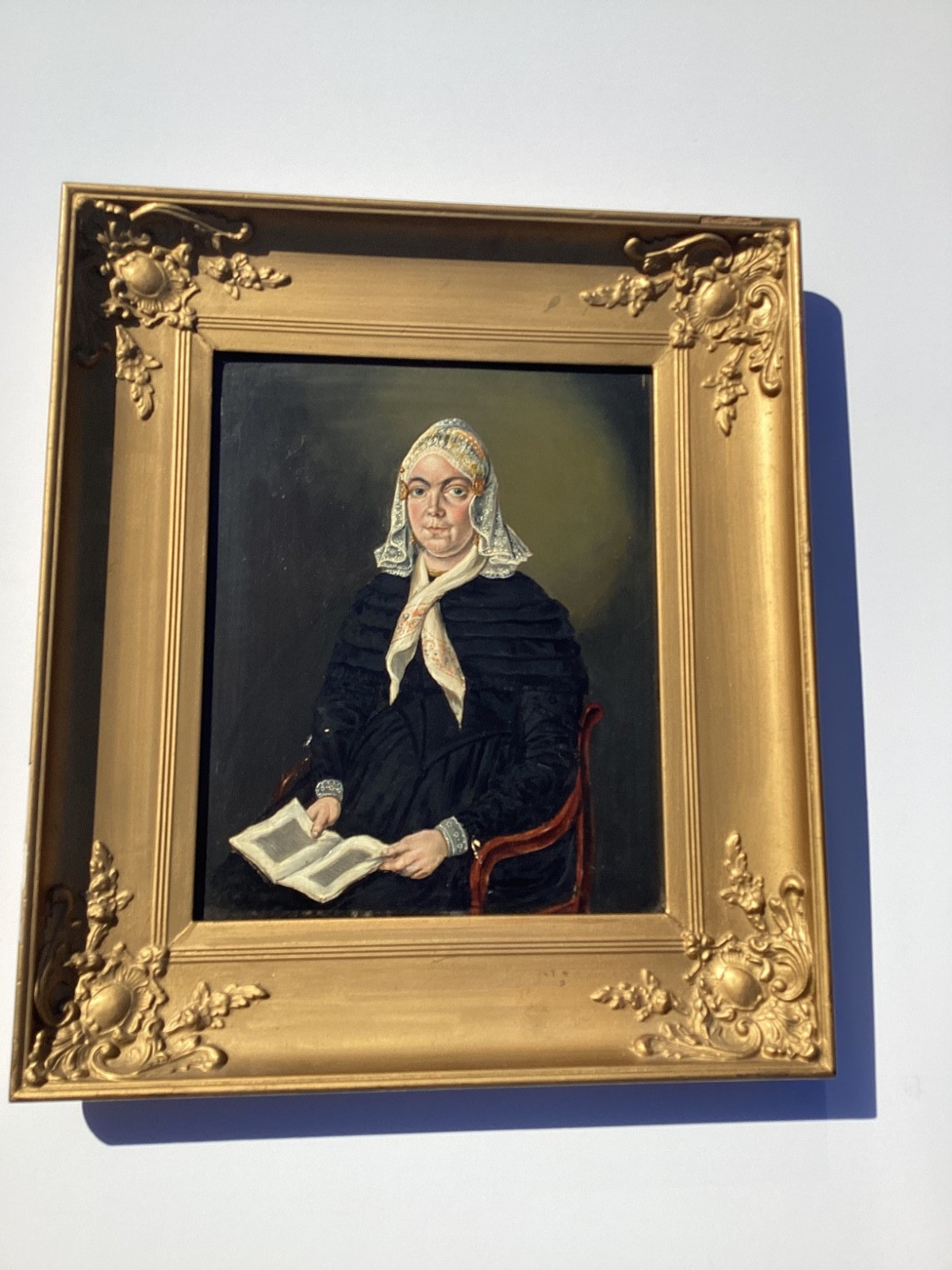 Antique Dutch School Seated Woman 18th,19th Century Wood Panel