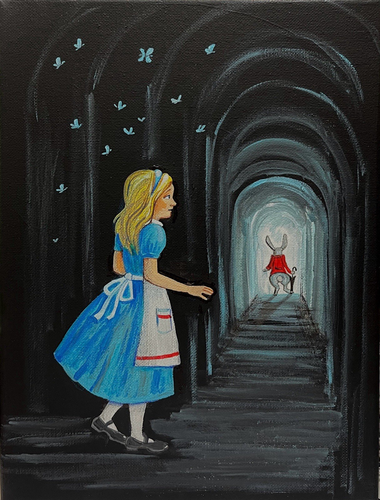 ACEO RYTA Alice In Wonderland Art print of painting illustration White Rabbit 🌺