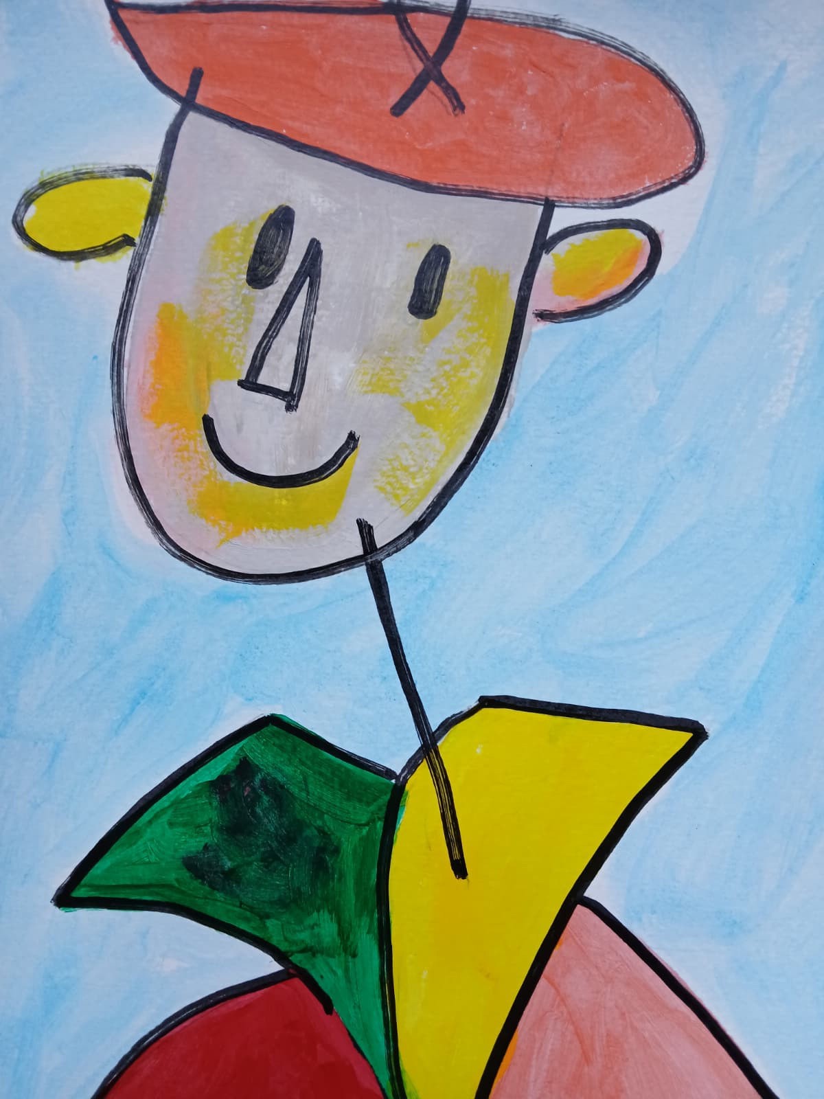 Expressionism/Abstract 11×14 Happy Man Colorful Hand Made Art Painting