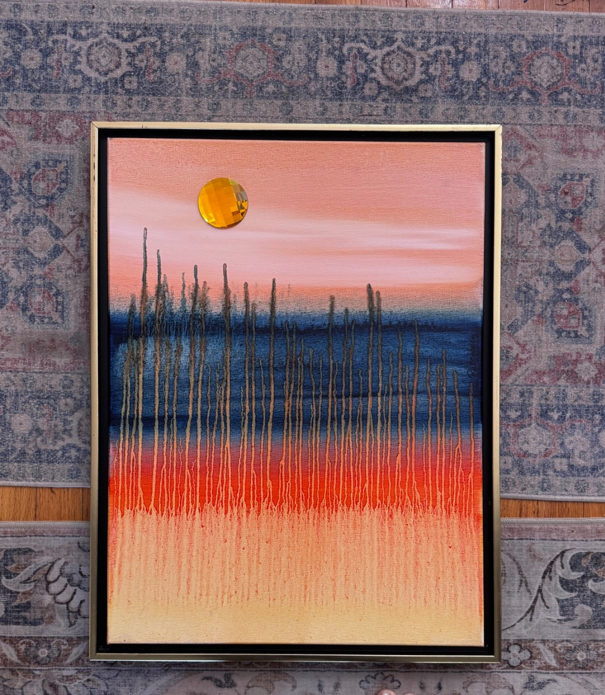 Drip Canvas Acrylic Sky Earth Original Signed Mixed Media Art Painting 18×24