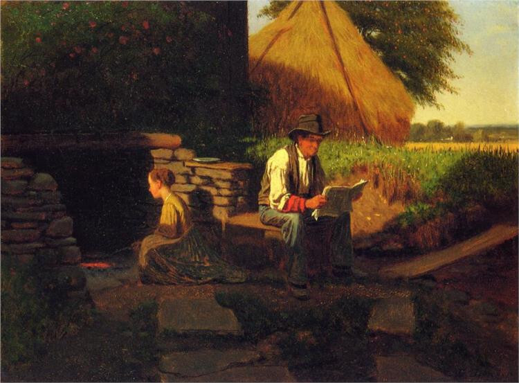 perfect oil painting handpainted on canvas» Catching Up on the News»@N18727