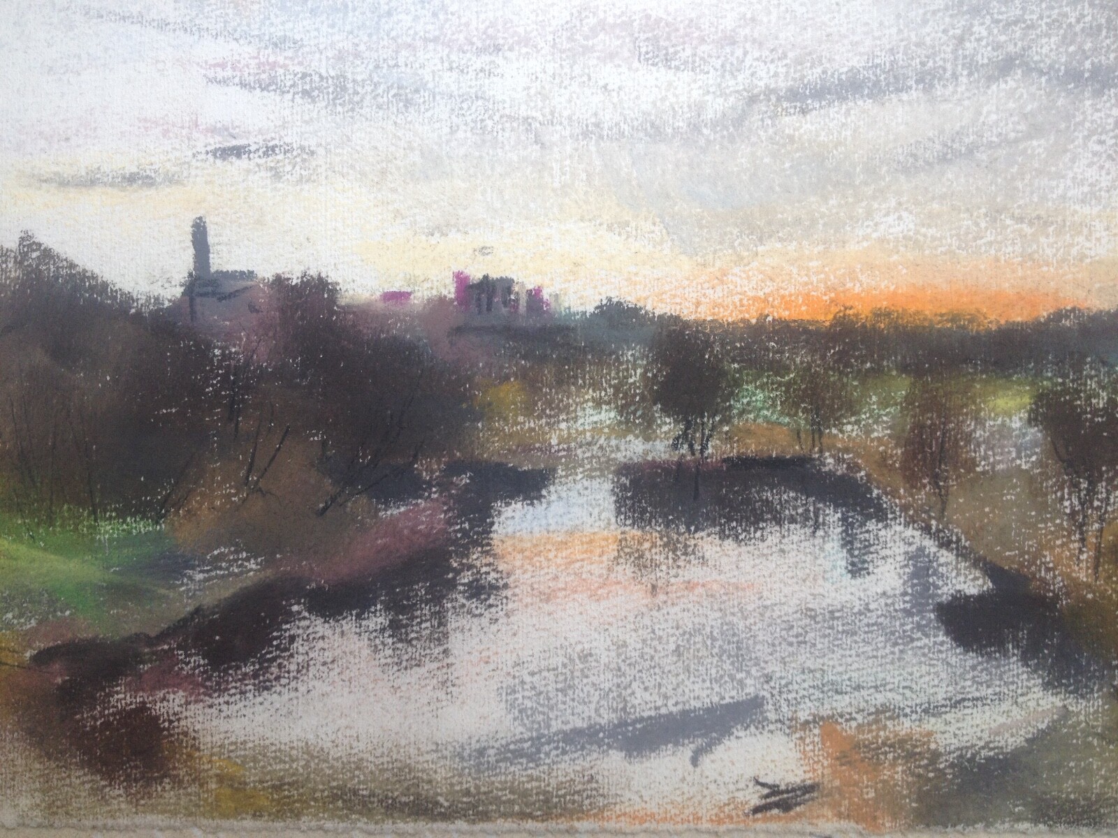 Franz Ehmke *1928 -2018 DDR Painter Berlin Spandau ? View of Skyscrapers Sign.