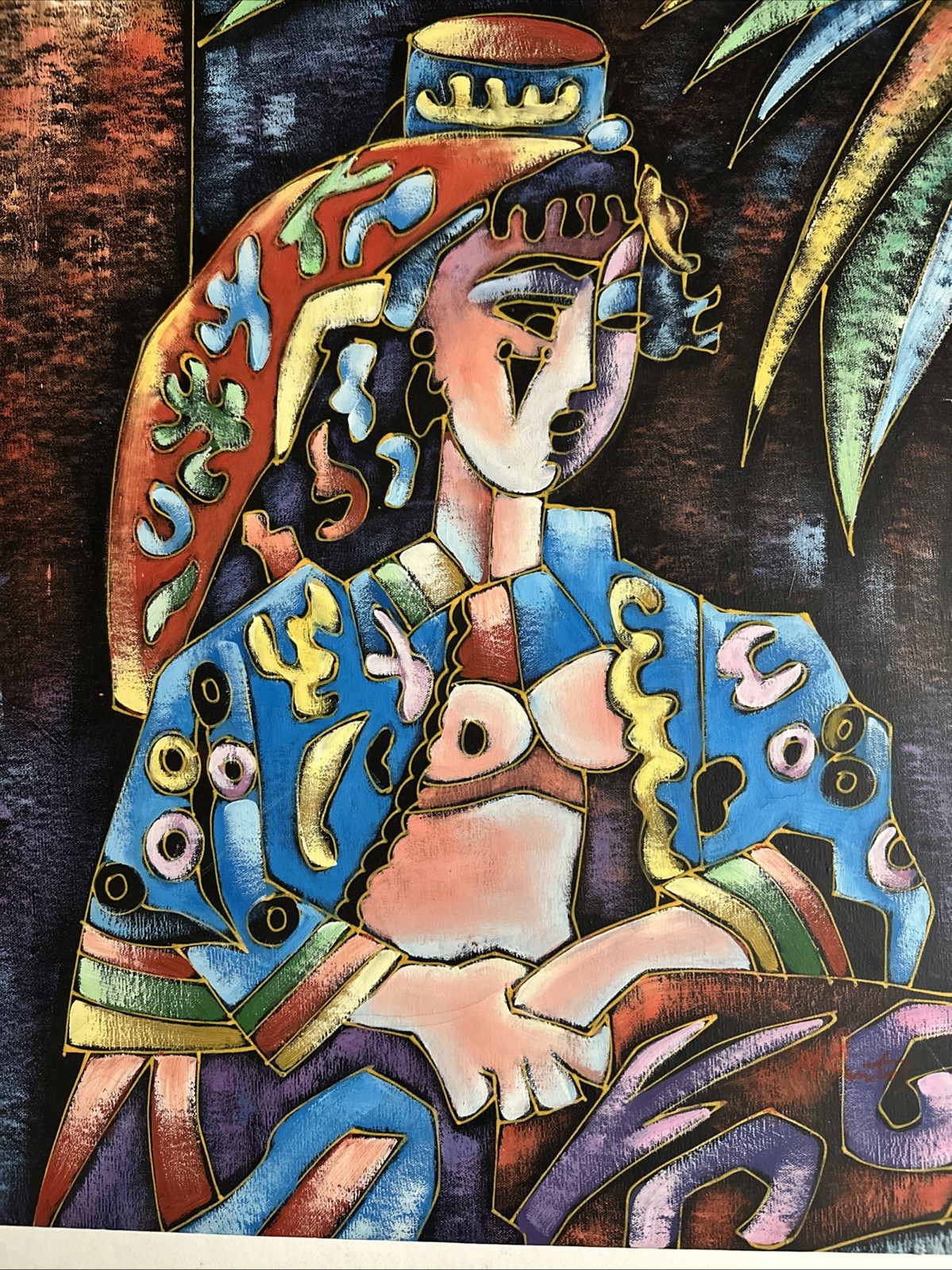 Original Signed Oil Painting On Canvas After Pablo Picasso By M Santos 24”x20”