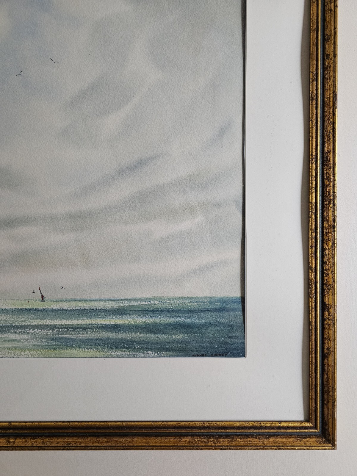 Large Vintage Original Signed Thomas Currey Painting 32×27 Framed Landscape Art