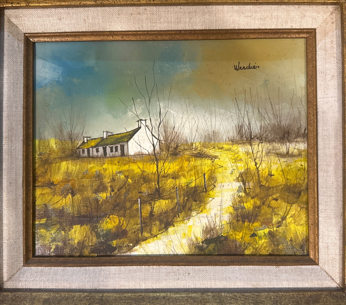 VTG Original Jean Claude Werdier (1922-2000) Landscape Oil Painting With House