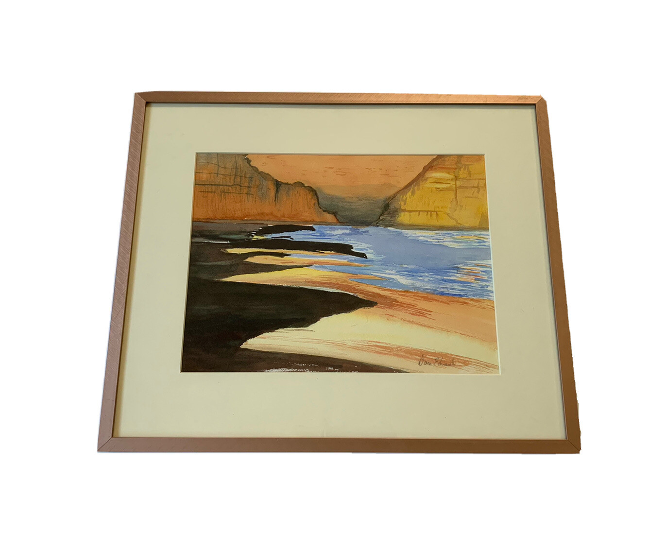 Watercolor Painting Grand Canyon Colorado River Landscape Arizona By Edwards