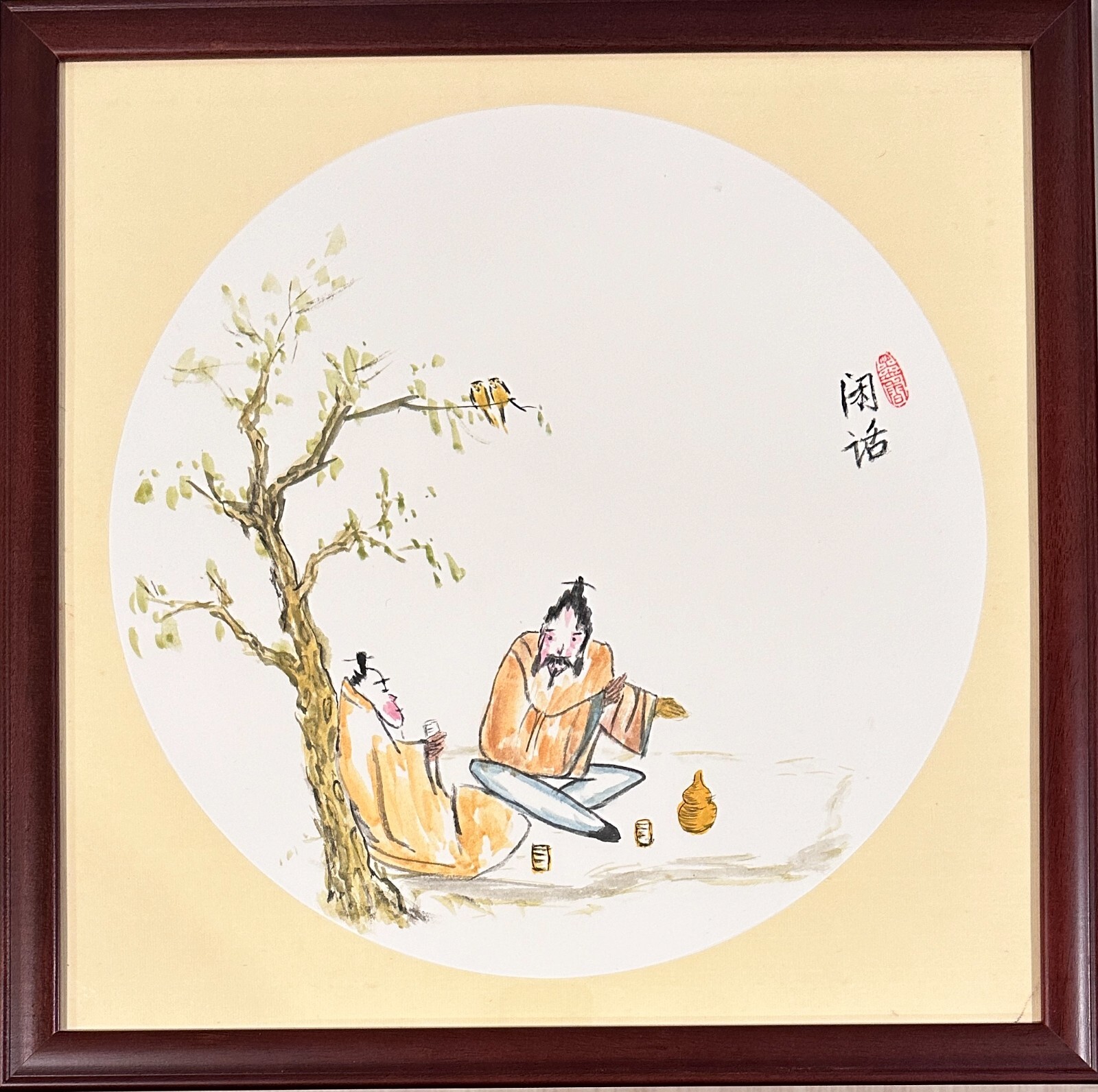 Hand-painted Chinese ink painting – gossip《闲话》