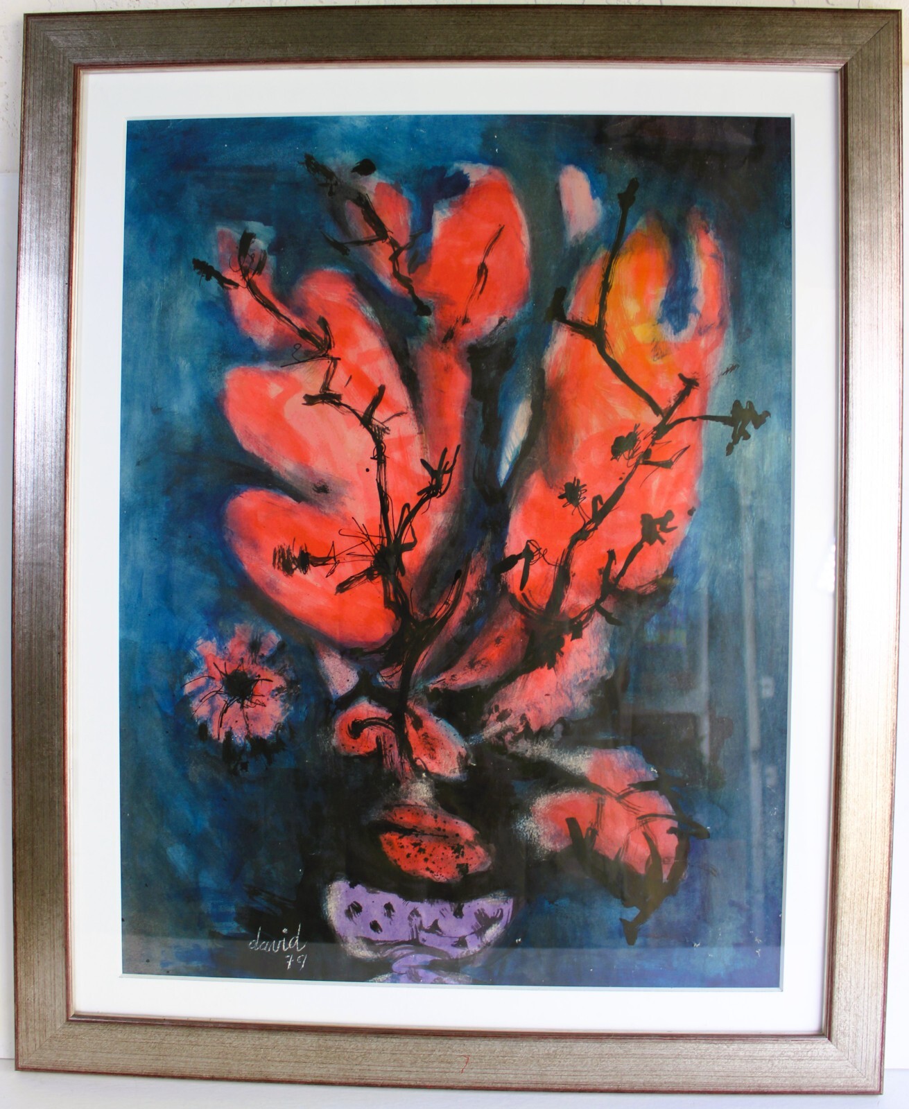 JUAN DAVID POSADA 1911-1981 MIXED MEDIA PAINTING 1979 SIGNED CUBAN LISTED ARTIST