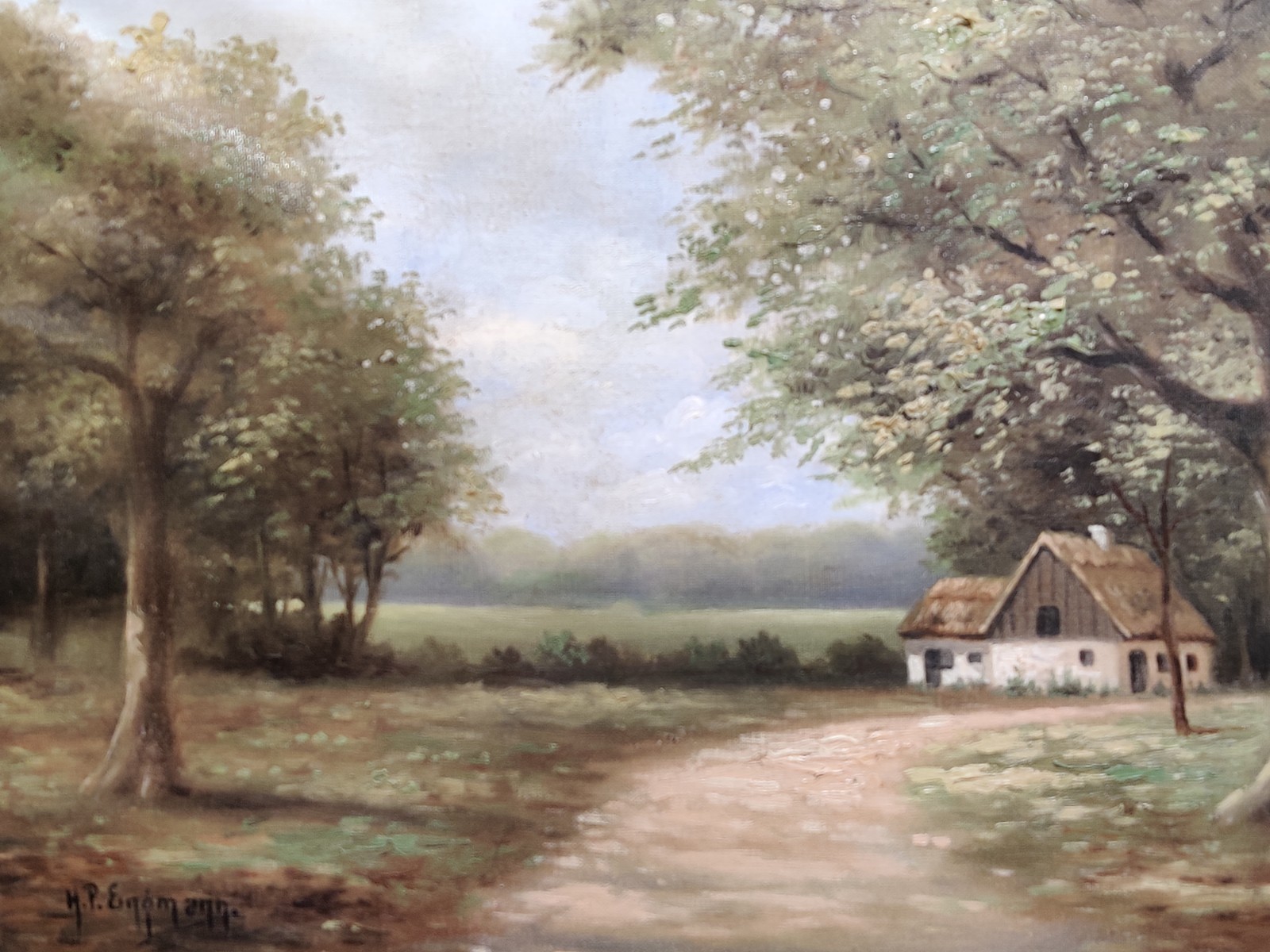 Hans Peter Engmann (1879-1938): COTTAGE IN FOREST, original oil painting