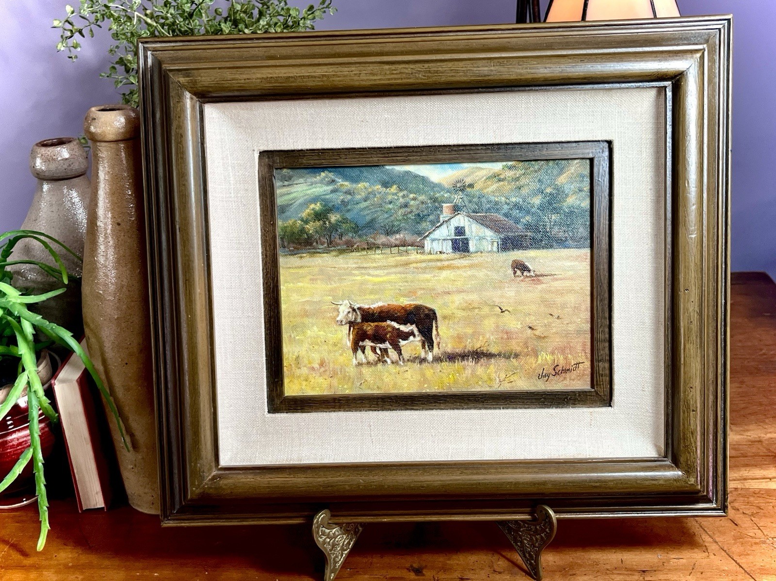 Nice! Jay Schmidt American Western Artist Signed – 11.5”x14” Framed Oil On Board