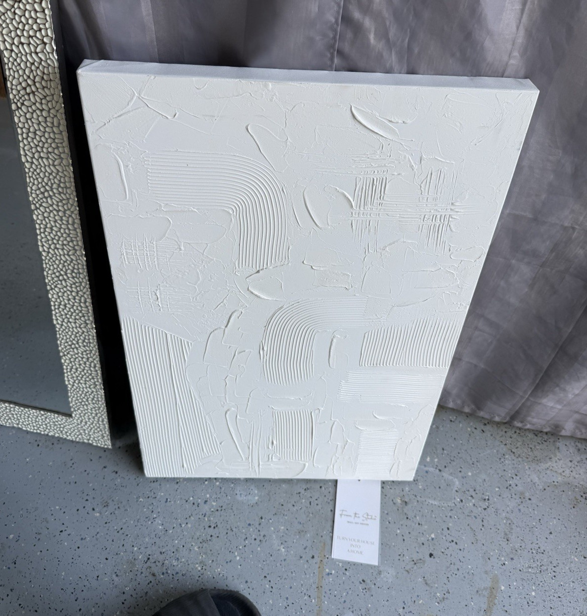 Textured White Abstract Canvas Painting, Unframed, Single Piece Wall Art