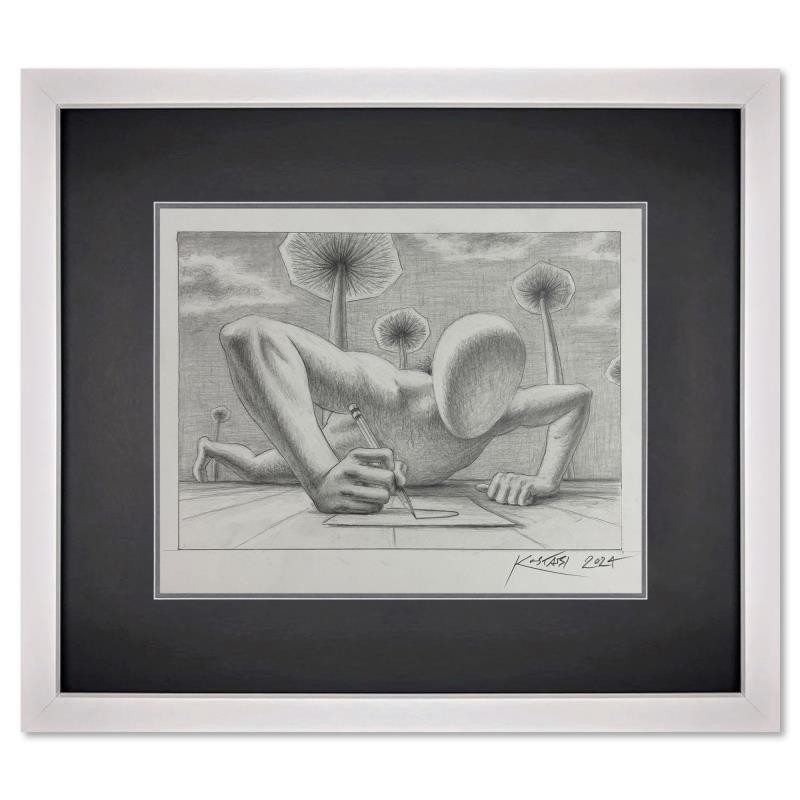 Mark Kostabi «Fast Forward» Framed Original Art Hand Signed